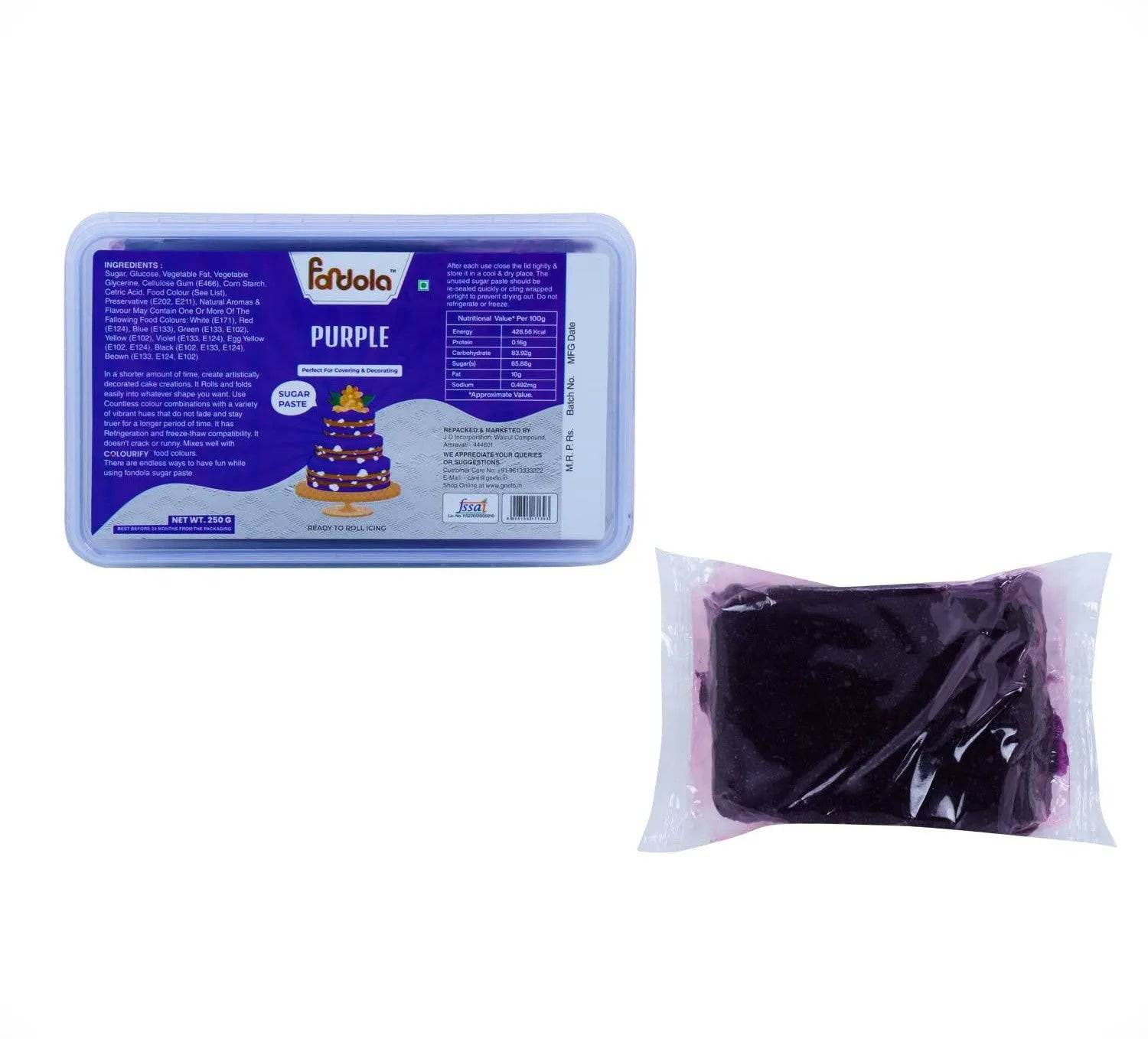 Fondola Purple Sugar Paste Fondant 250gm - thebakingtools.com