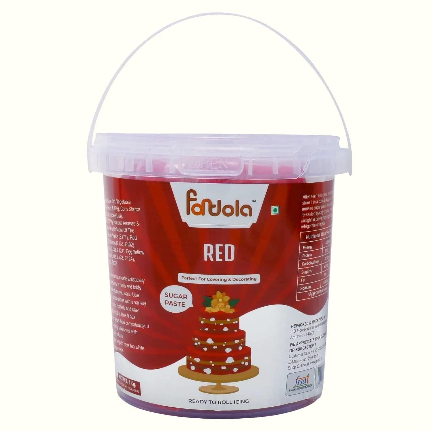 Fondola Red Sugar Paste Fondant 1kg - thebakingtools.com