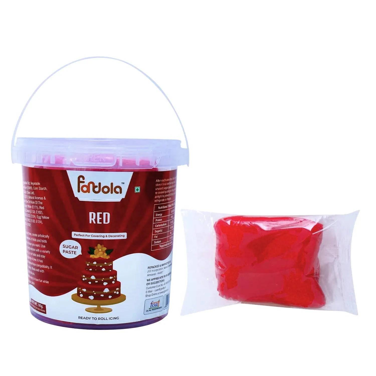 Fondola Red Sugar Paste Fondant 1kg - thebakingtools.com