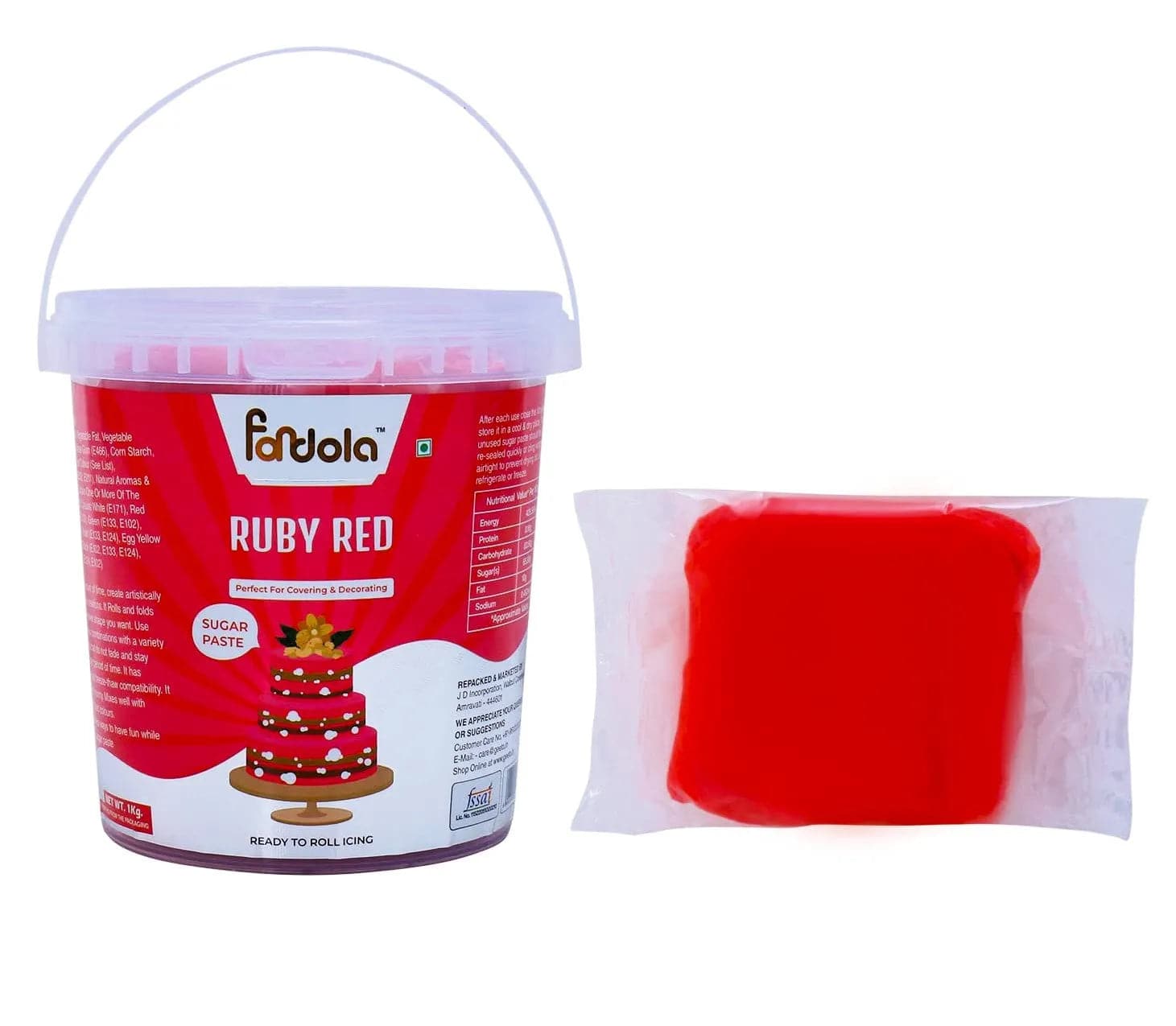 Fondola Ruby Red Sugar Paste Fondant 1kg - thebakingtools.com