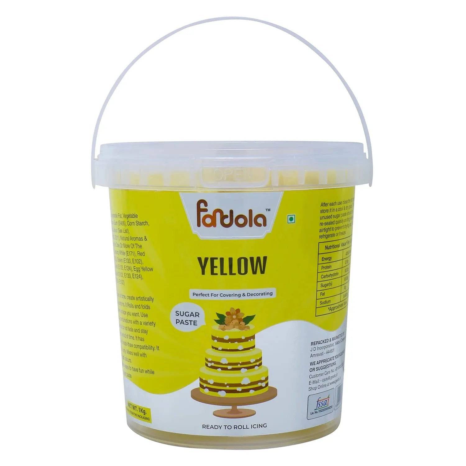 Fondola Yellow Sugar Paste Fondant 1kg - thebakingtools.com