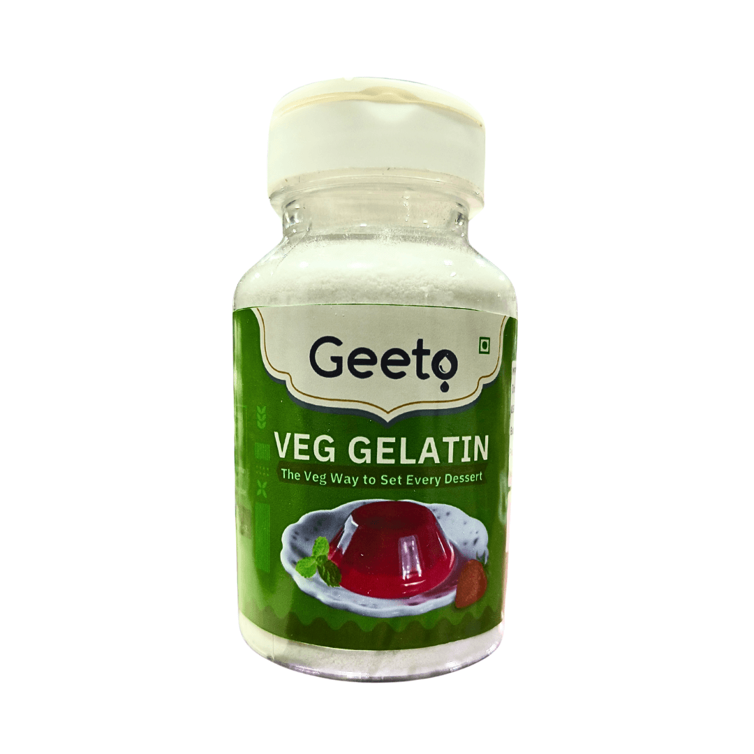 Geeto Veg Gelatin Powder (100gm) | Thickening Agent for Jelly, Jams, Puddings - thebakingtools.com