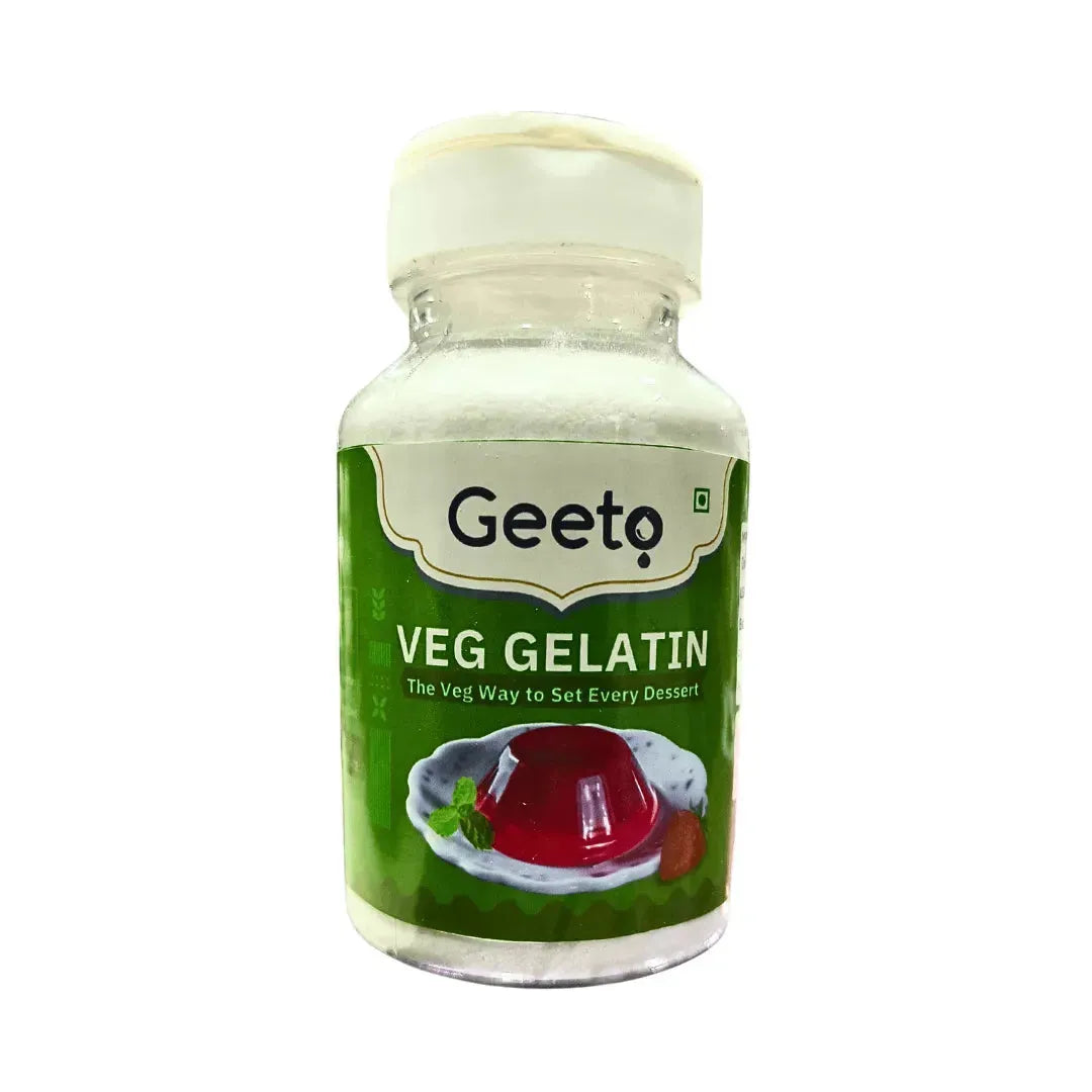 Geeto Veg Gelatin Powder (100gm) | Thickening Agent for Jelly, Jams, Puddings - thebakingtools.com
