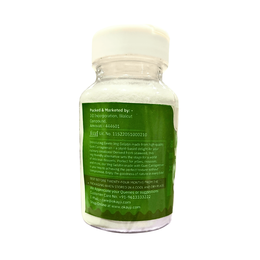 Geeto Veg Gelatin Powder (100gm) | Thickening Agent for Jelly, Jams, Puddings - thebakingtools.com