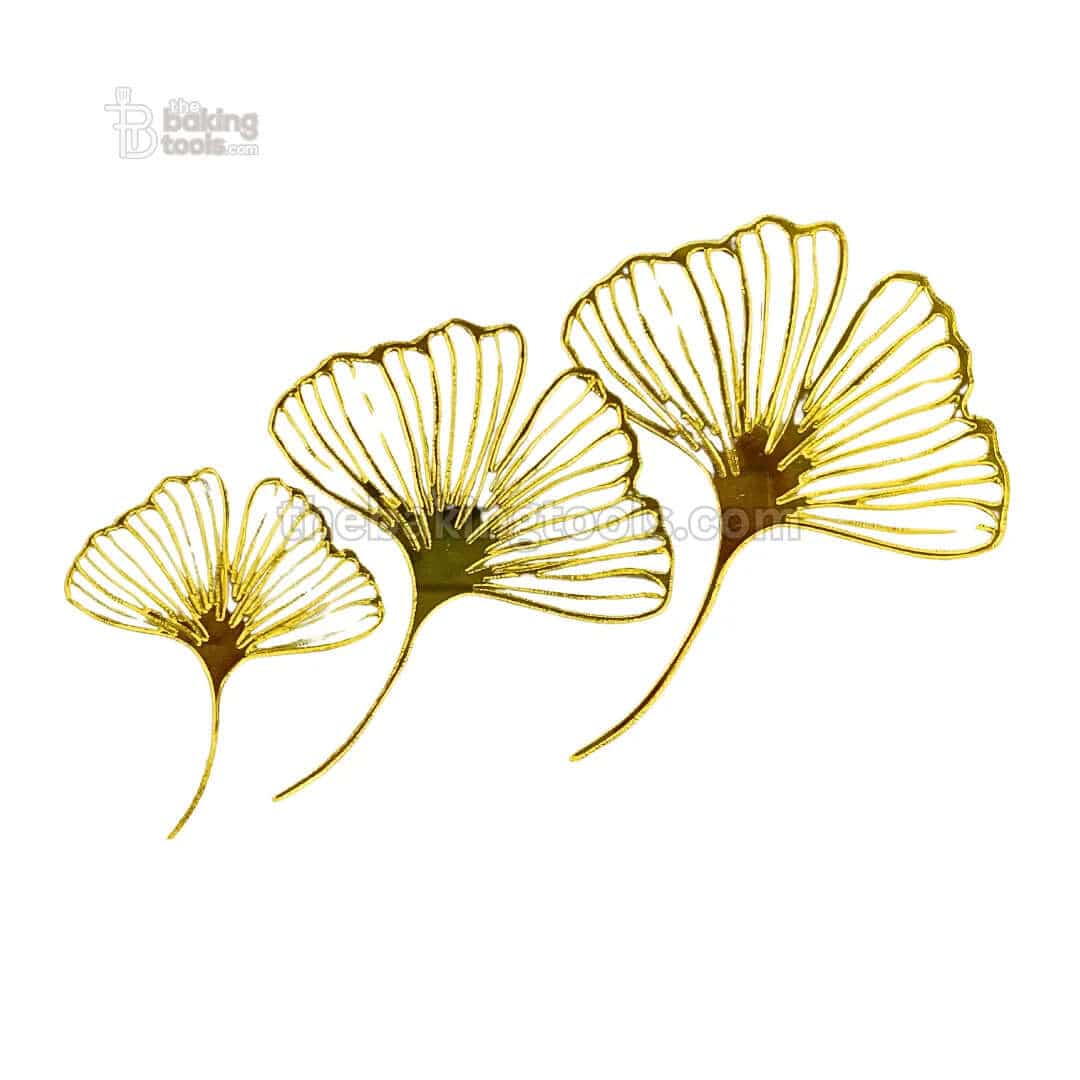 Golden Ginkgo Leaf Acrylic Cake Topper 3 Pcs - thebakingtools.com