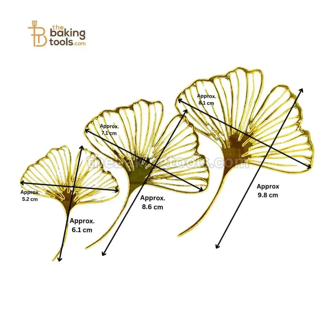 Golden Ginkgo Leaf Acrylic Cake Topper 3 Pcs - thebakingtools.com
