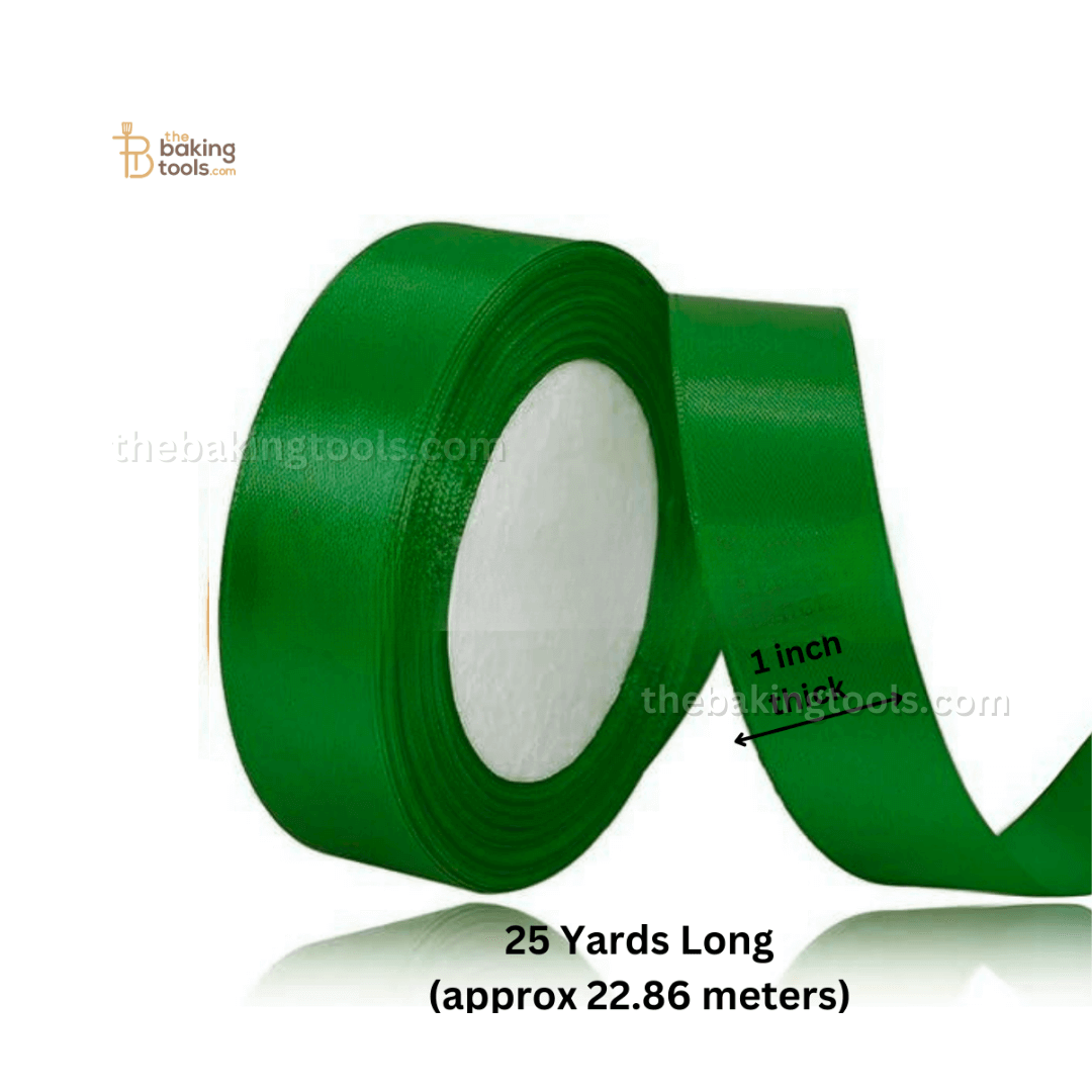 Green Plain Satin Ribbon Lace - 1 Inch Thick - thebakingtools.com