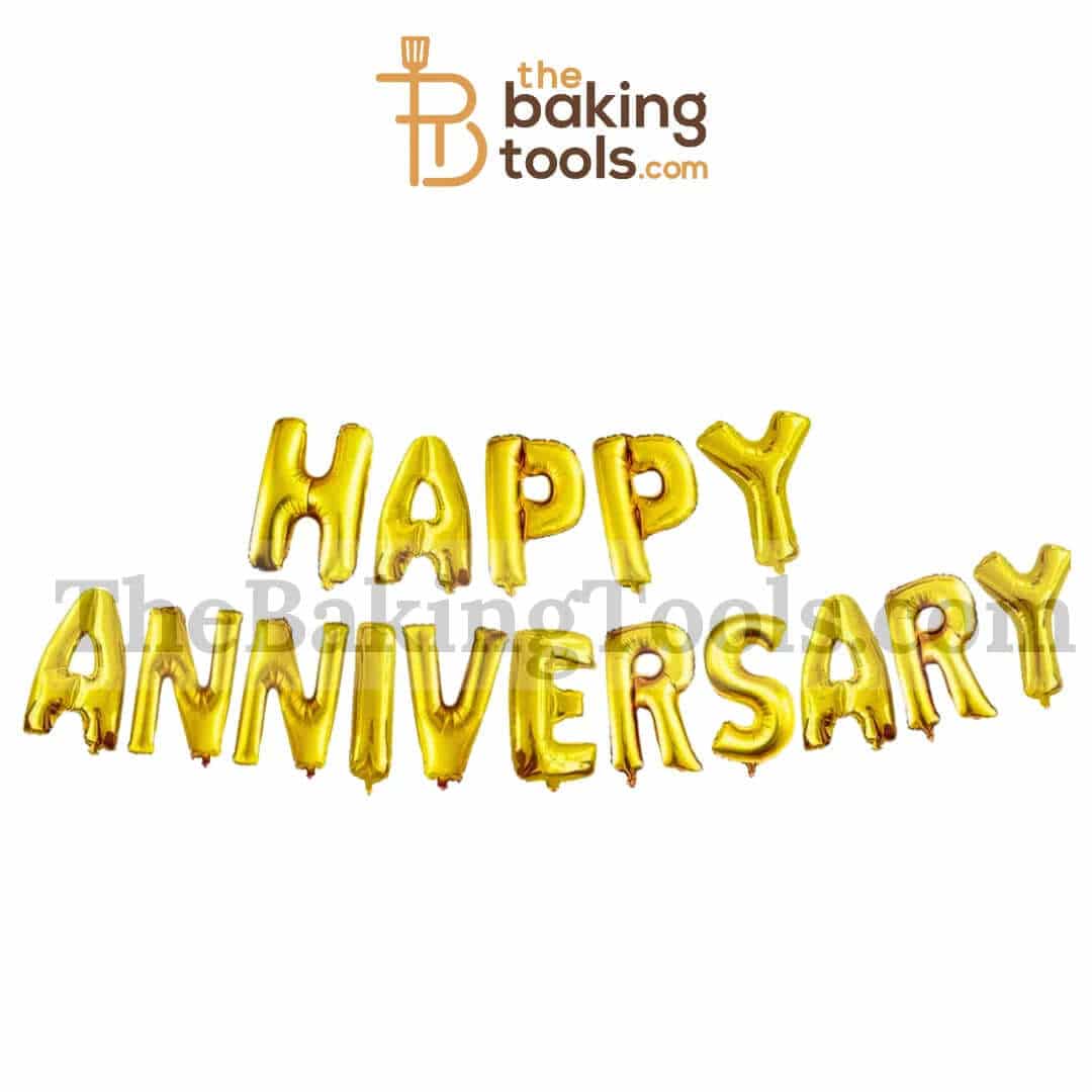 Happy Anniversary Golden Foil Balloon - 16 inches - thebakingtools.com