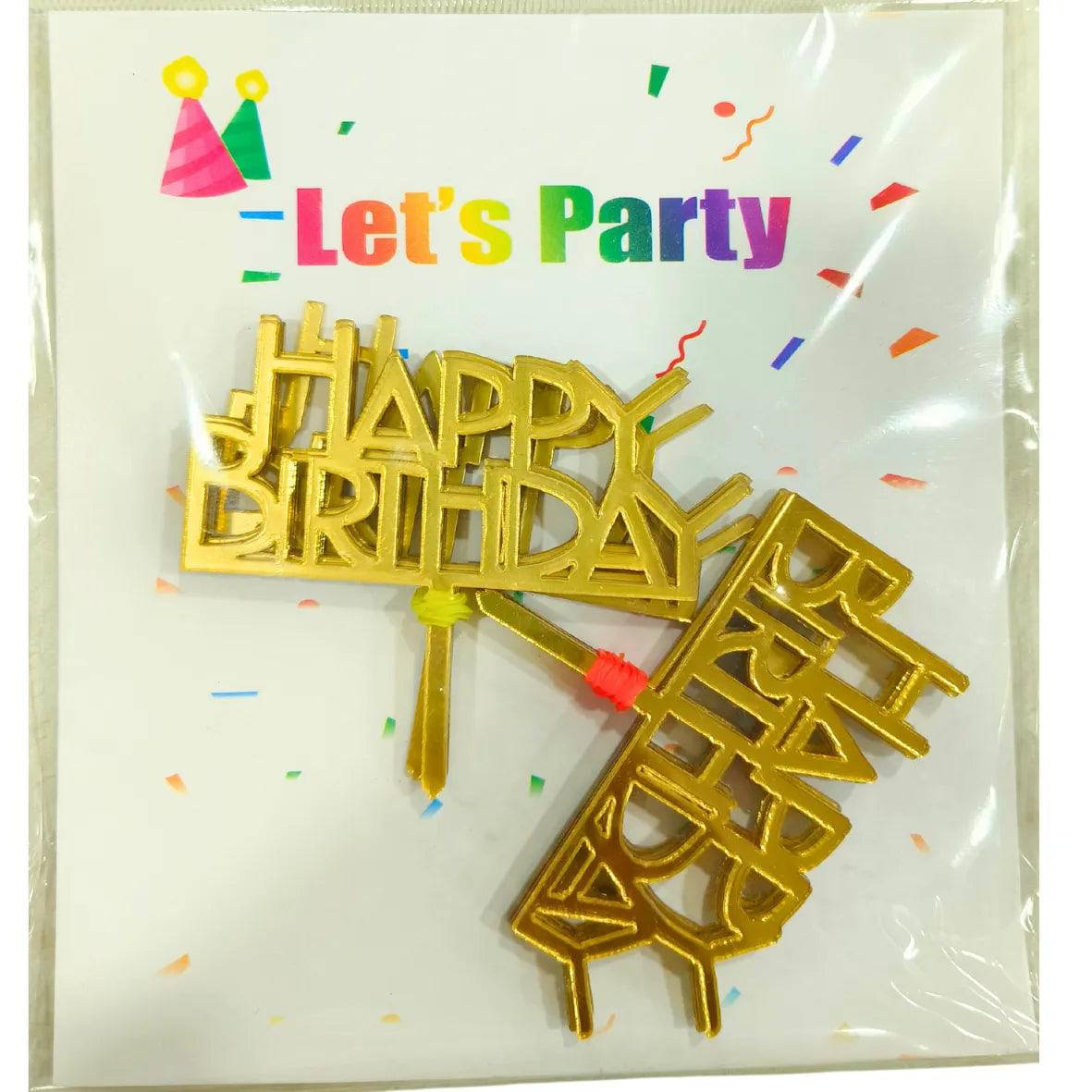 Happy Birthday Acrylic Cake Topper Tag (Pack of 10) - 002 | The Baking Tools - thebakingtools.com