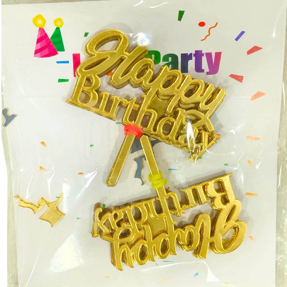 Happy Birthday Acrylic Cake Topper Tag (Pack of 10) - 004 | The Baking Tools - thebakingtools.com