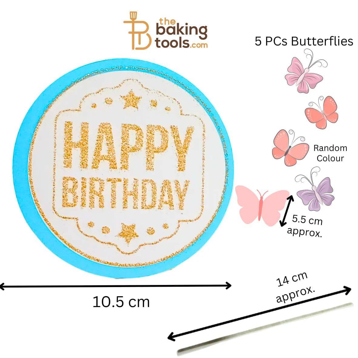 Happy Birthday Round Paper Cake Topper - 001 - thebakingtools.com