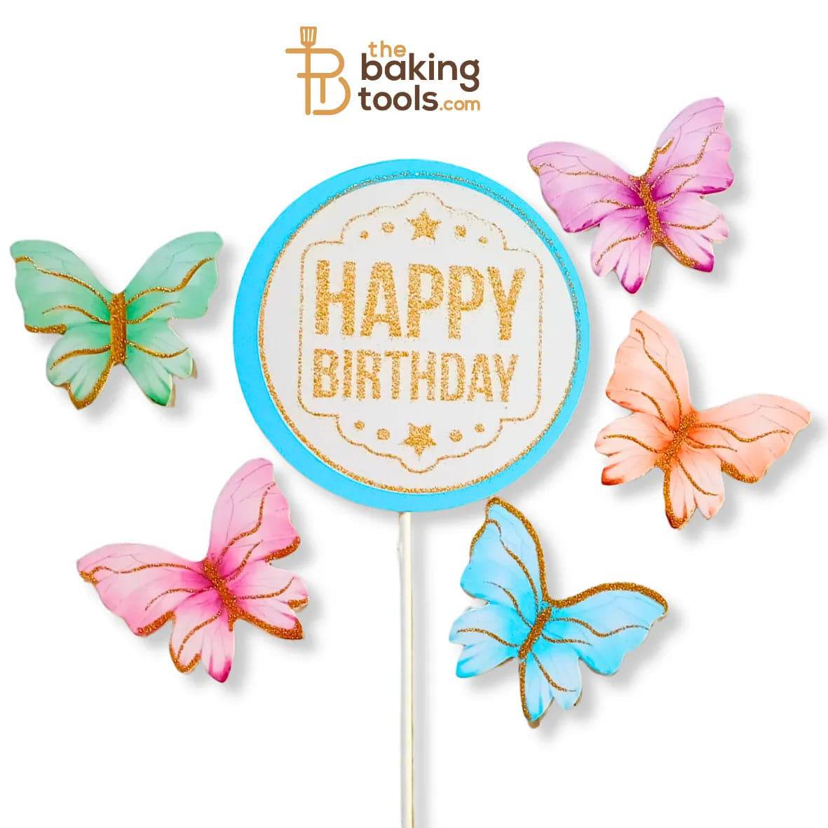 Happy Birthday Round Paper Cake Topper - 001 - thebakingtools.com