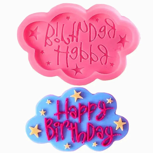 Happy Birthday - Silicone Fondant Gum Paste Mould - thebakingtools.com
