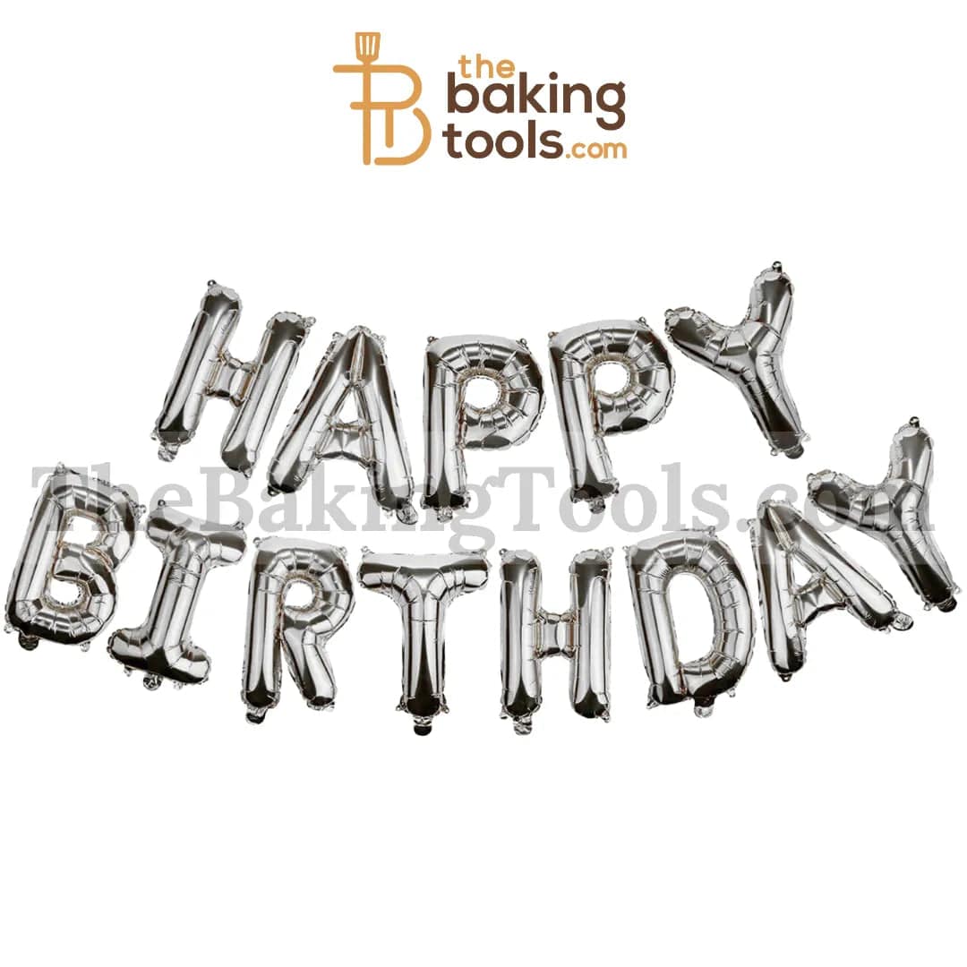 Happy Birthday Silver Foil Balloon - 16 inches - thebakingtools.com