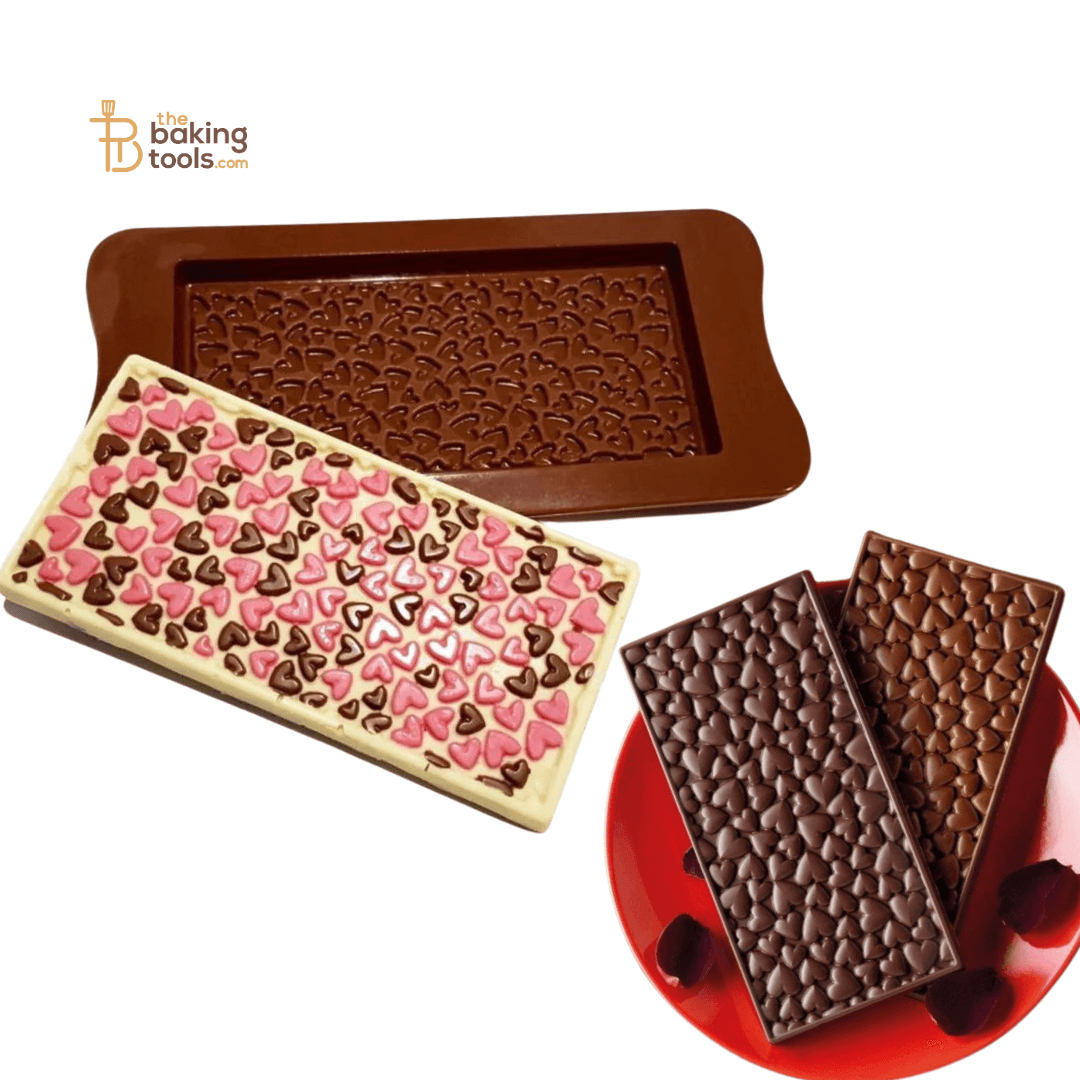 Heart Design Chocolate Bar Silicone Mould - thebakingtools.com