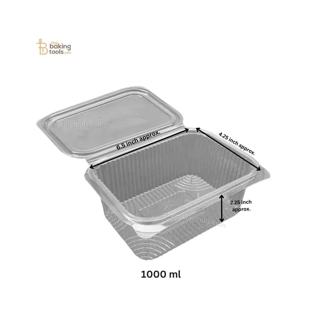 Hinged Pet Container Flat Lid 1000 ml _ Pack of 50 (No COD) - thebakingtools.com