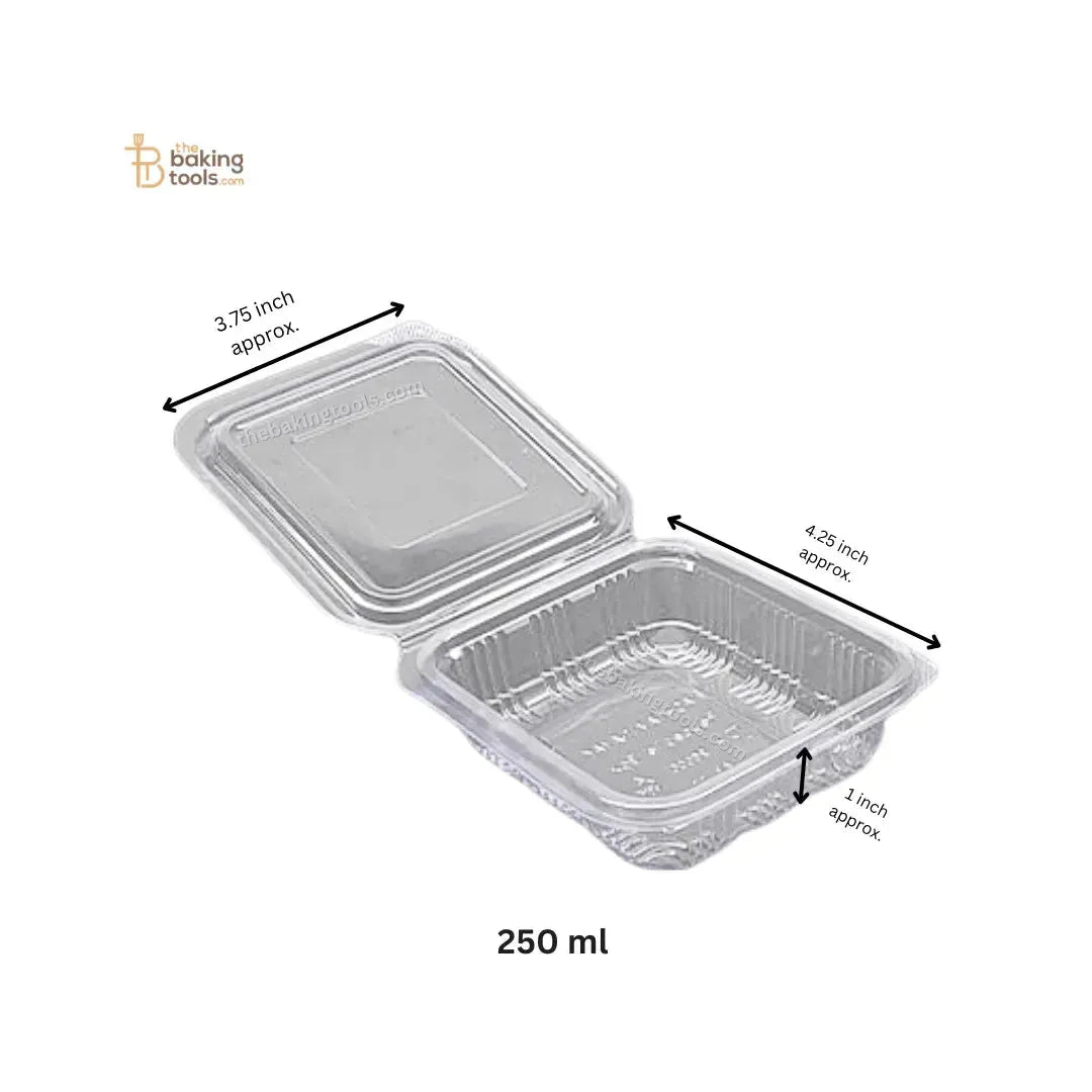 Hinged Pet Container Flat Lid 250 ml Pack of 50 (No COD) - thebakingtools.com