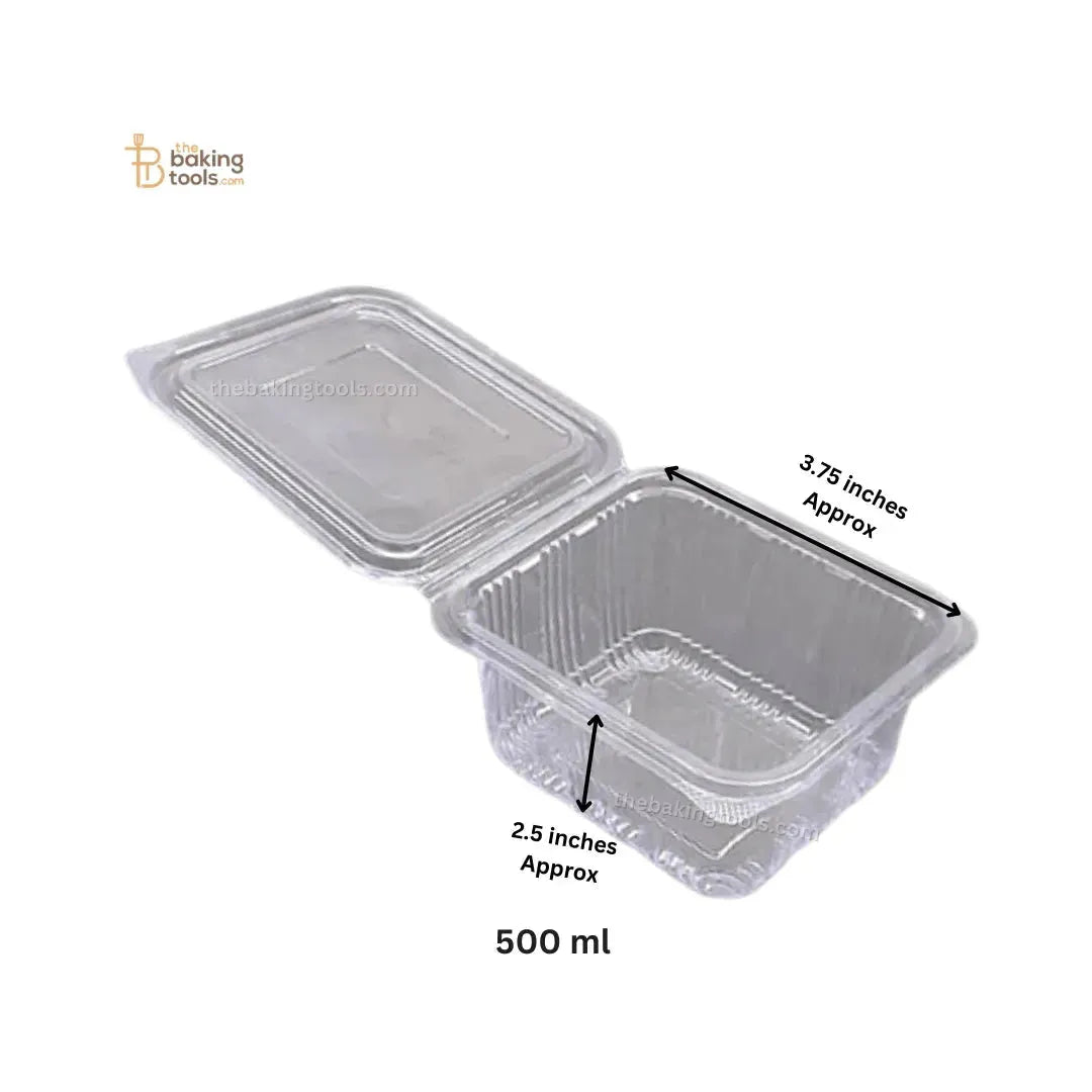 Hinged Pet Container Flat Lid 500 ml Pack of 50 (No COD) - thebakingtools.com