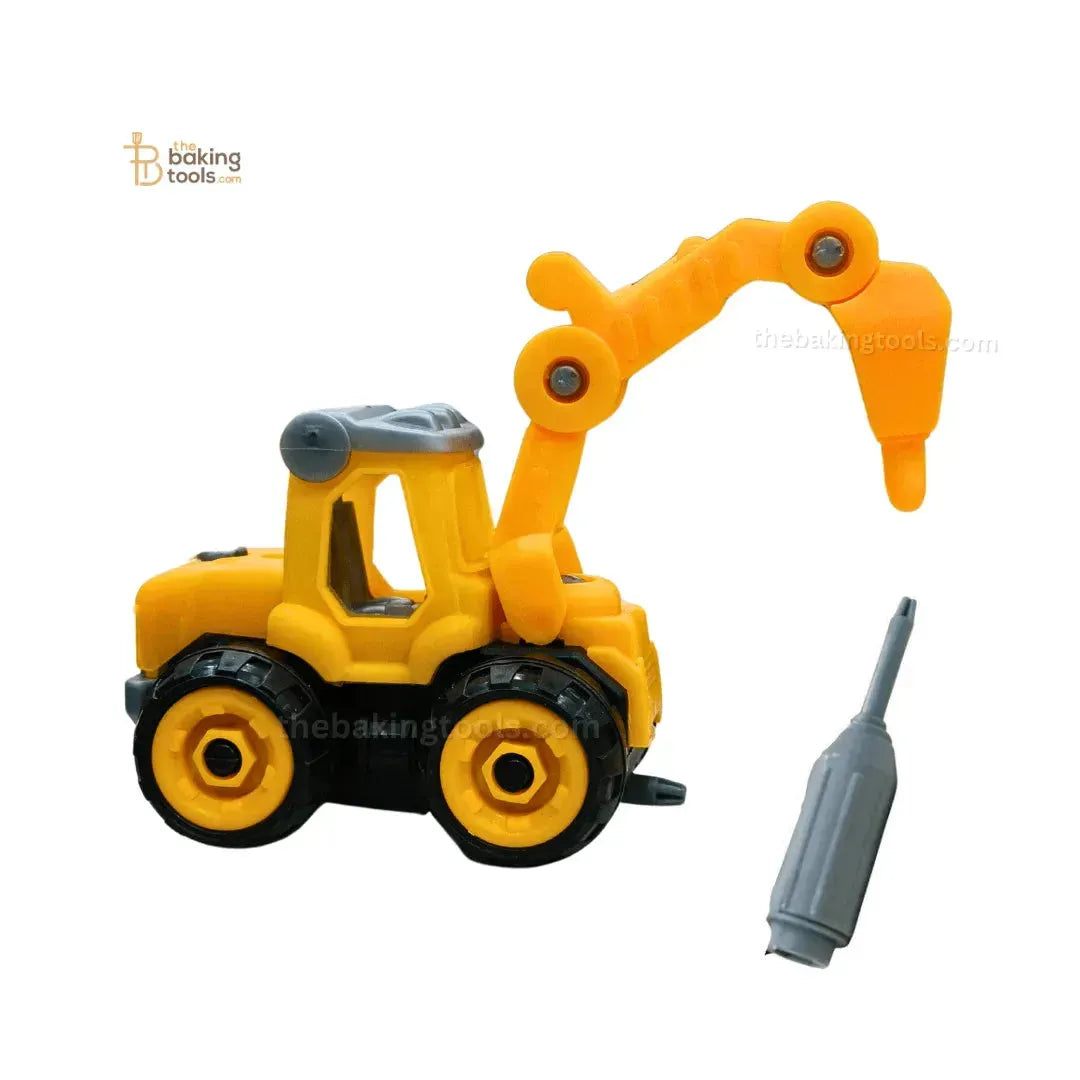 JCB Drill Excavator Construction Vehicle Toy Cake Topper - 001 - thebakingtools.com