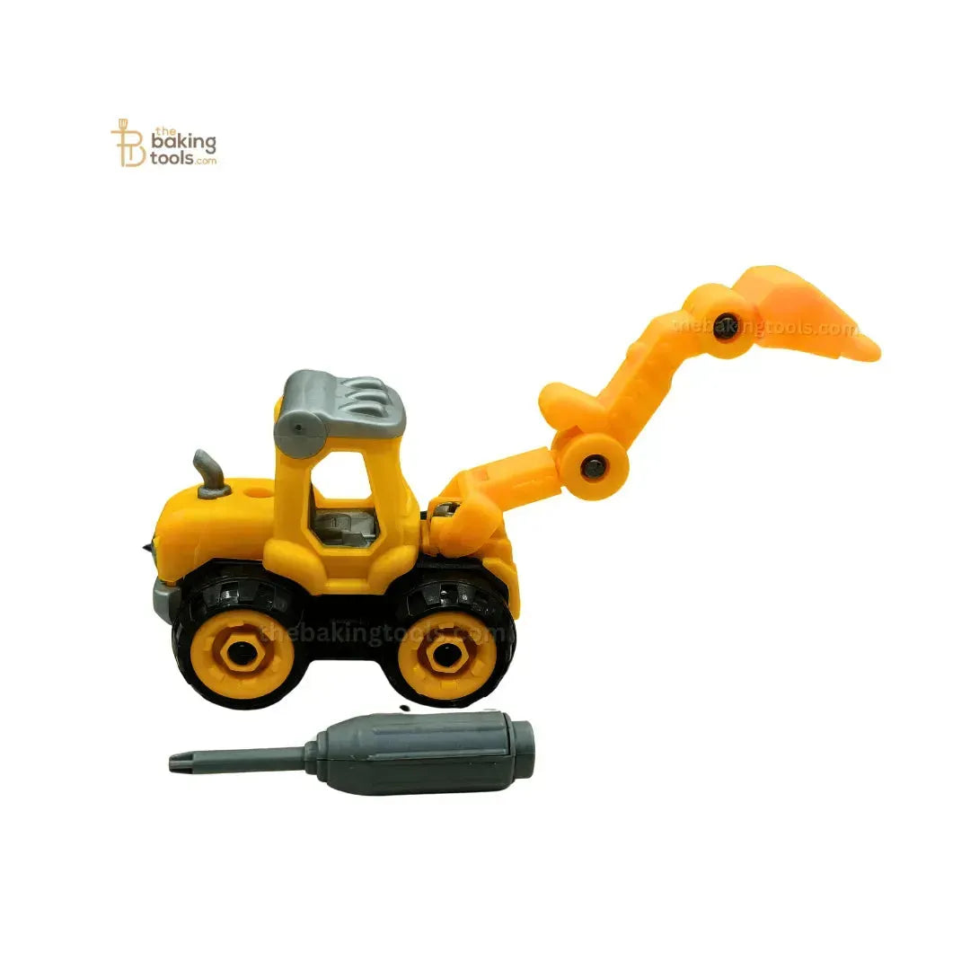 JCB Drill Excavator Construction Vehicle Toy Cake Topper - 001 - thebakingtools.com