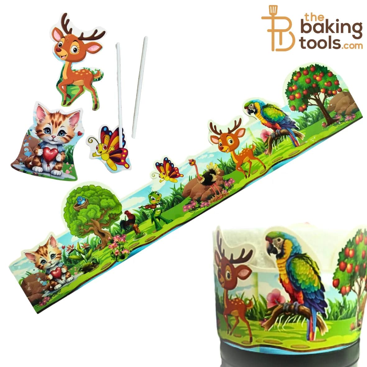 Jungle Forest Animals Theme Fencing Cake Topper | Cake Decoration For Kids - thebakingtools.com