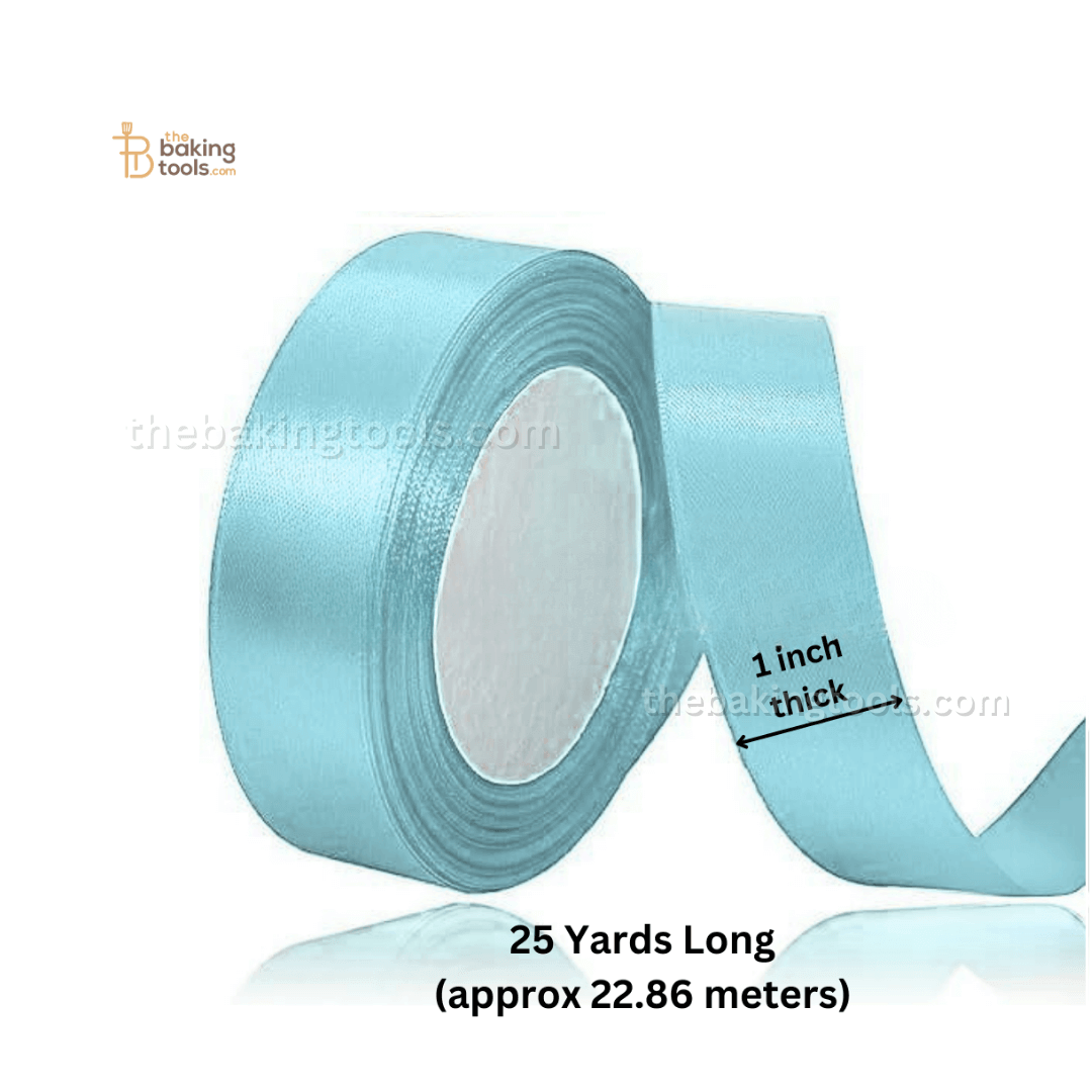 Light Blue Plain Satin Ribbon Lace - 1 Inch Thick - thebakingtools.com