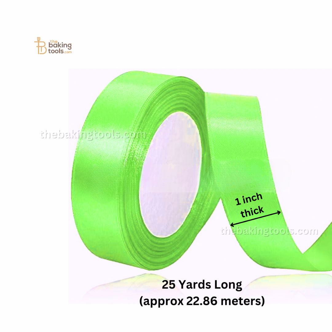 Lighter Green Plain Satin Ribbon Lace - 1 Inch Thick - thebakingtools.com