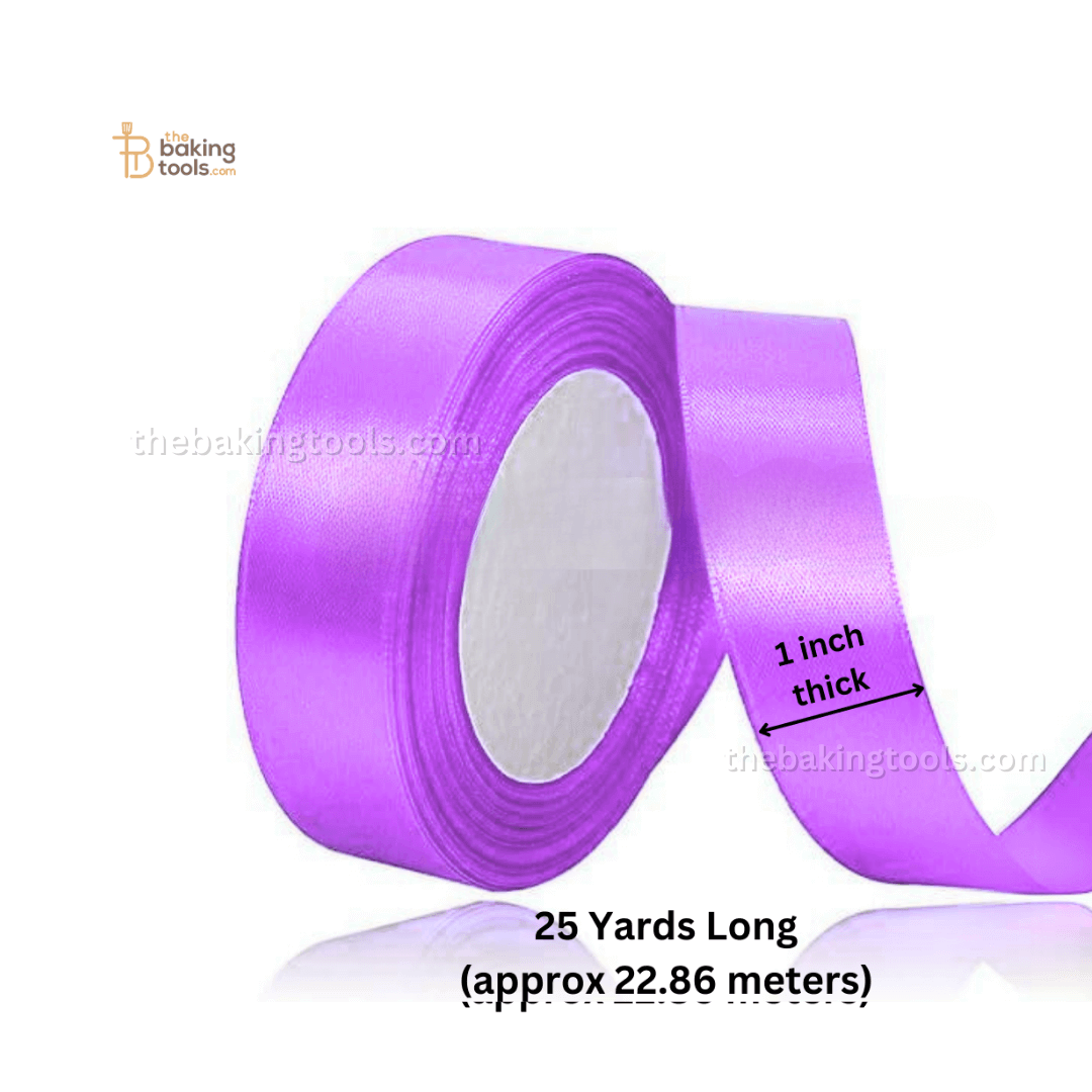 Lighter Purple Plain Satin Ribbon Lace - 1 Inch Thick - thebakingtools.com