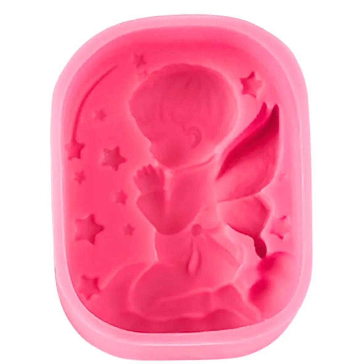 Little Sitting Angel With Wings & Stars Praying Angel-3 Silicone Fondant Gum Paste Mould - thebakingtools.com