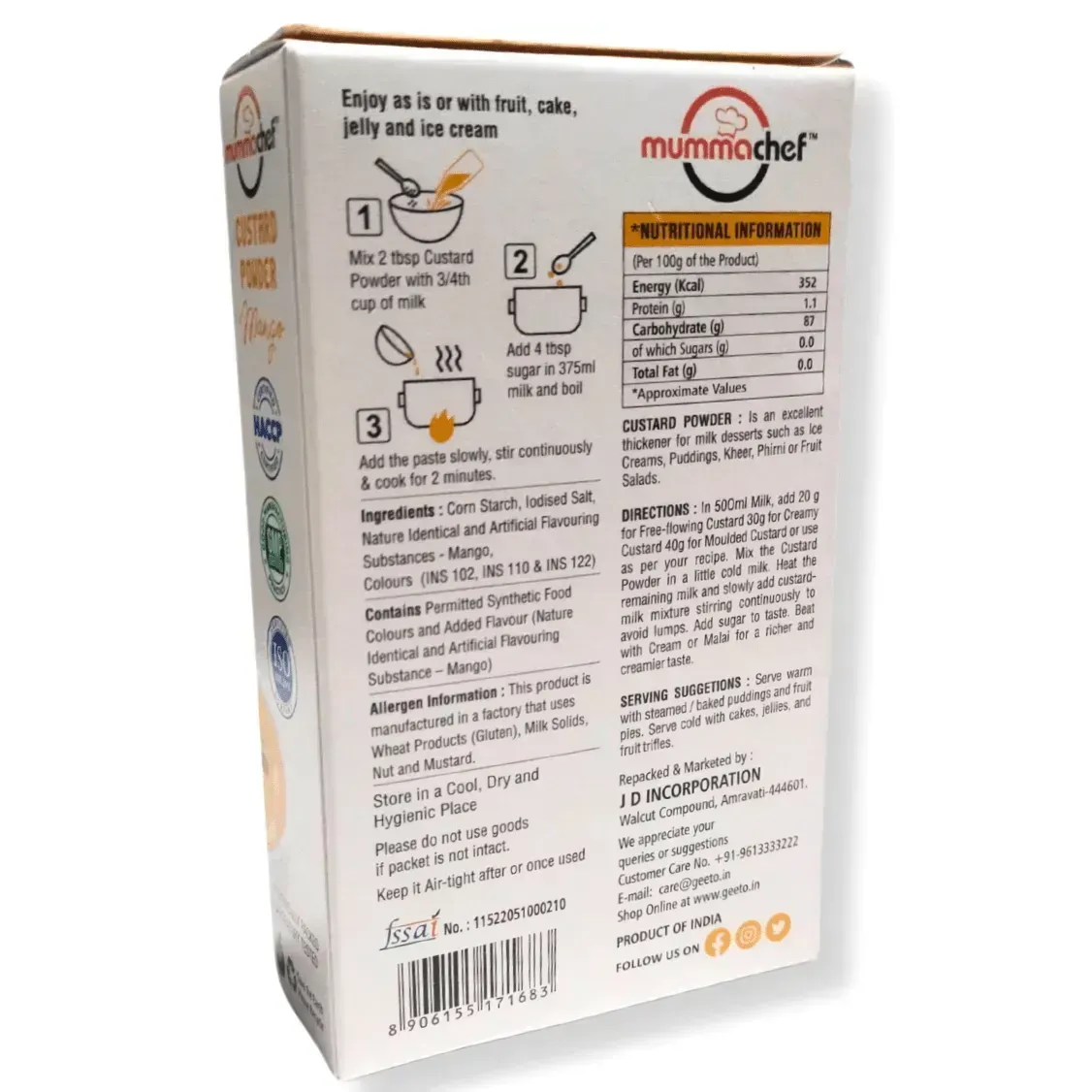 Mango Custard Powder 100 Grams | Mummachef Mango Custard Powder - thebakingtools.com