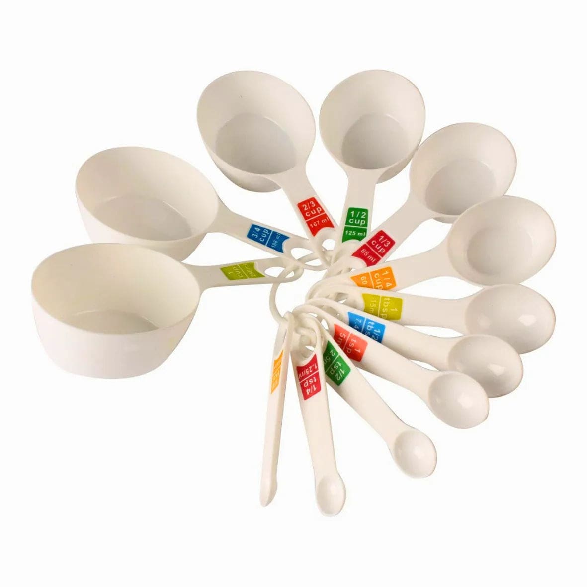 Measuring Cup & Spoon Set of 12 pcs | White | Flour Measuring Cups - thebakingtools.com