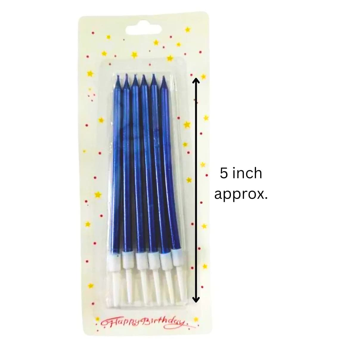 Metallic Blue Candles 6 Pc - thebakingtools.com