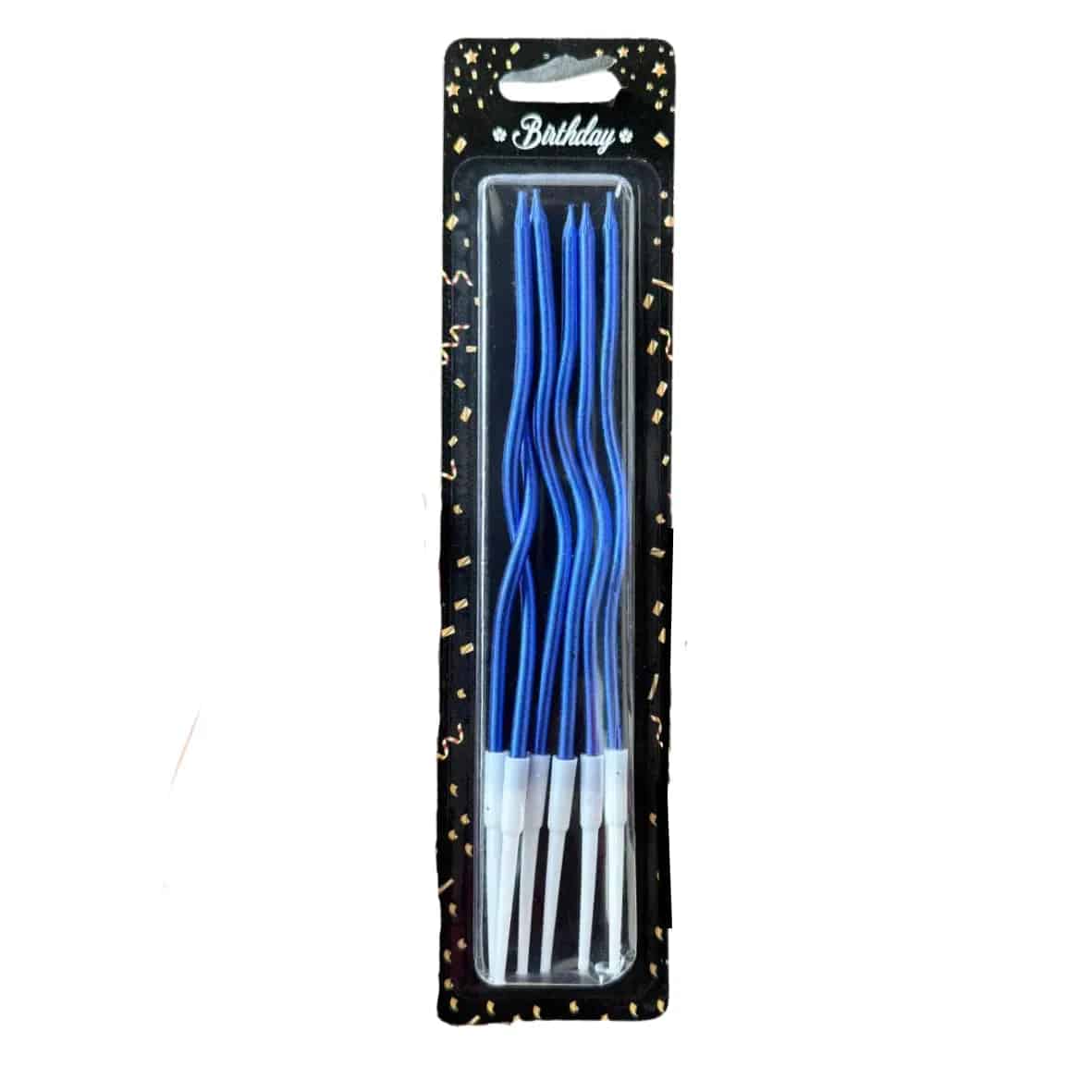 Metallic Blue Twisted Candle - 6 Pcs - thebakingtools.com