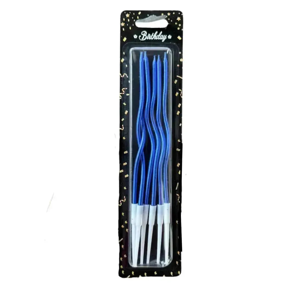 Metallic Blue Twisted Candle - 6 Pcs - thebakingtools.com