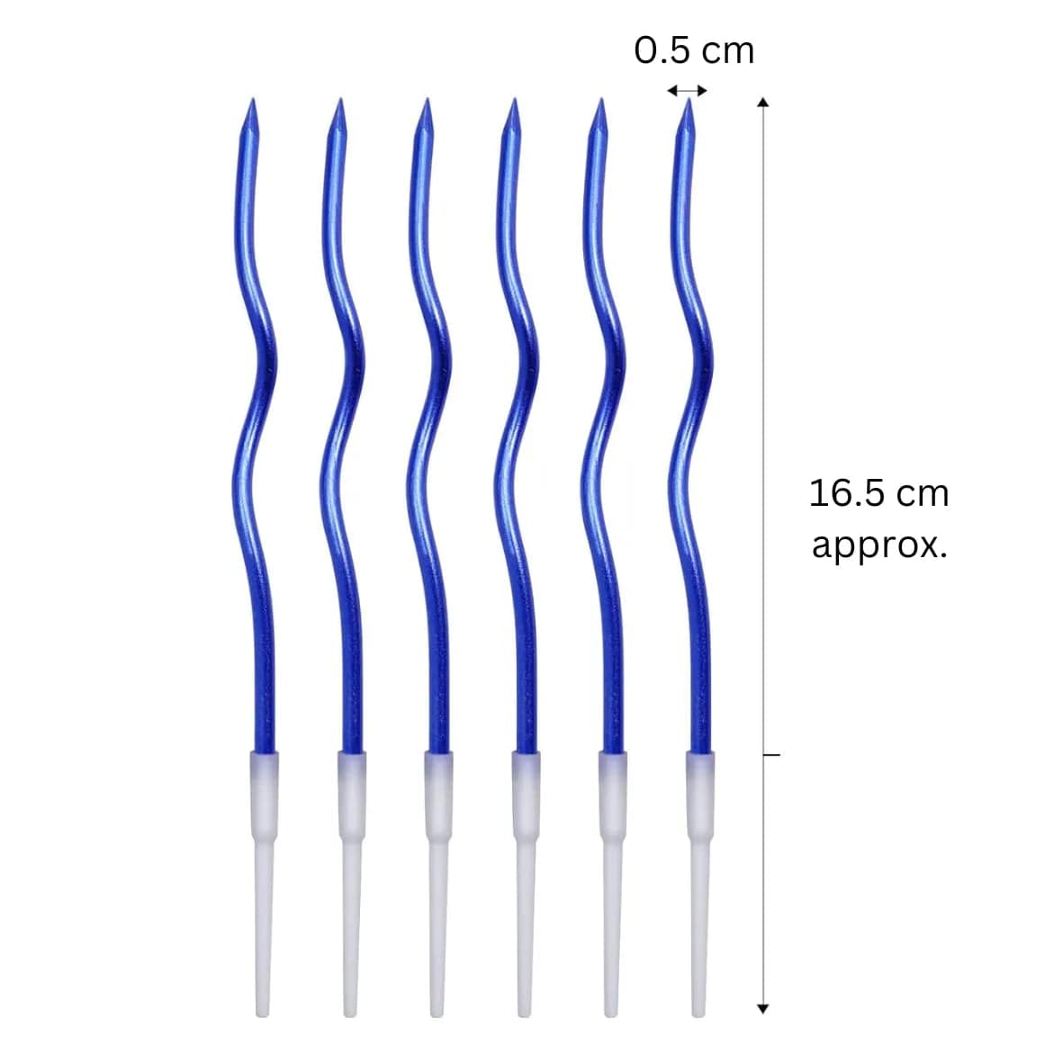 Metallic Blue Twisted Candle - 6 Pcs - thebakingtools.com