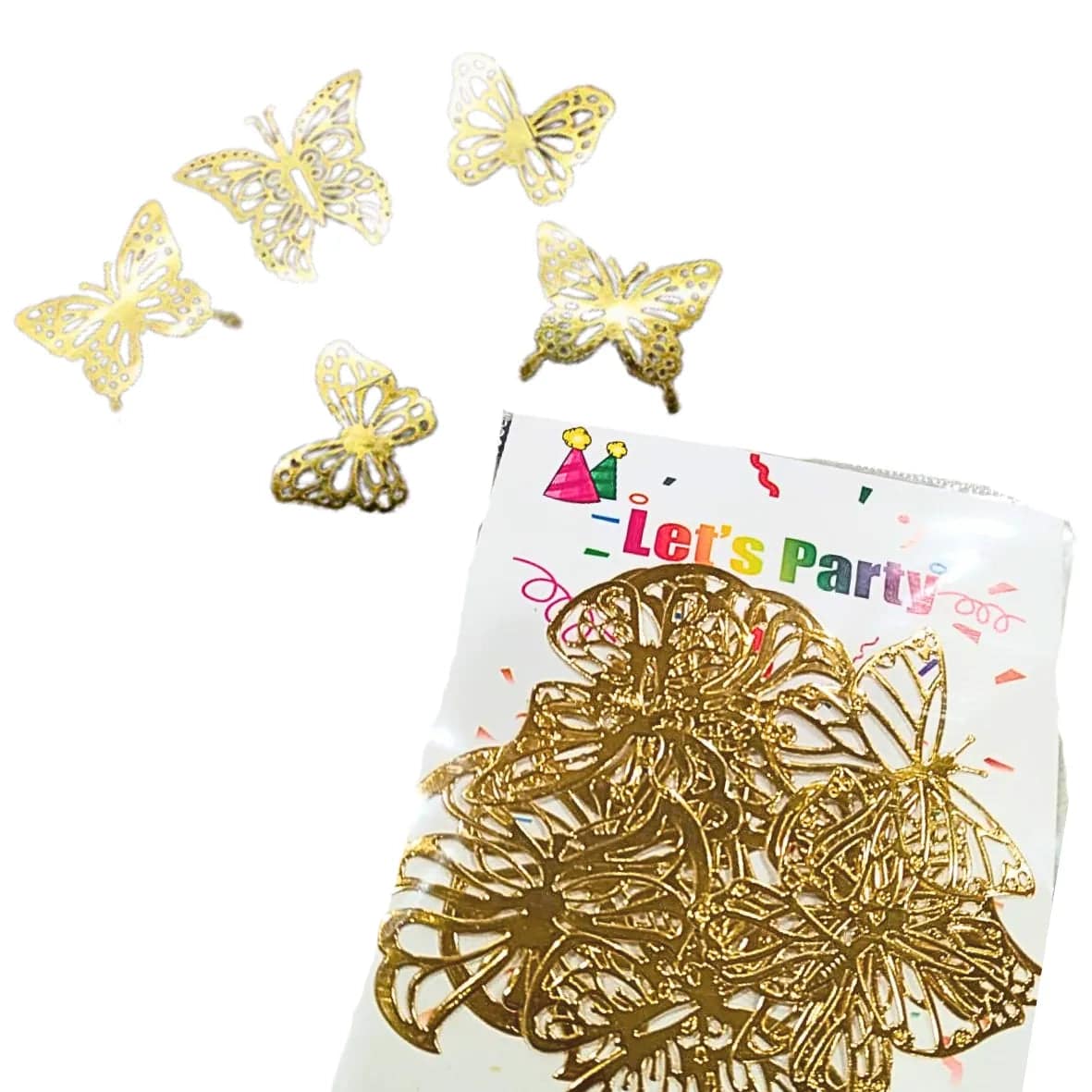 Metallic Gold Paper Butterfly-Pack of 10 - thebakingtools.com