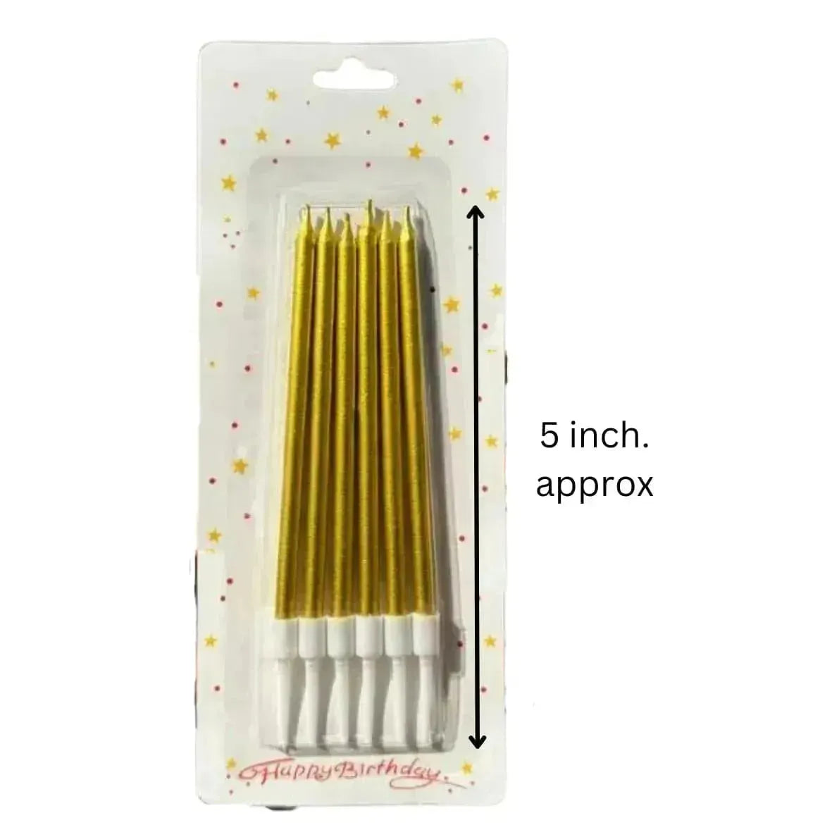 Metallic Golden Candles 6 Pc - thebakingtools.com