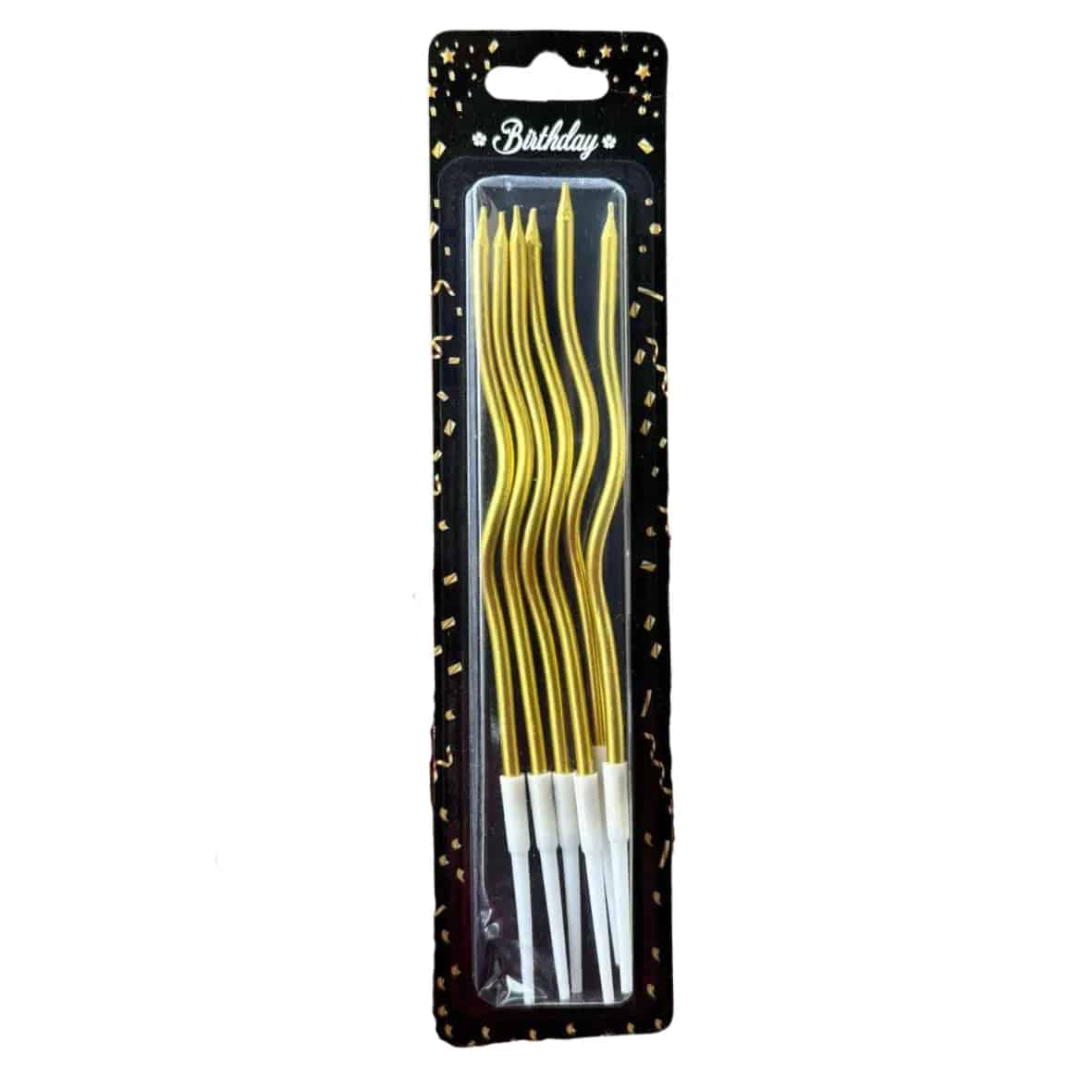 Metallic Golden Twisted Candle - 6 Pcs - thebakingtools.com