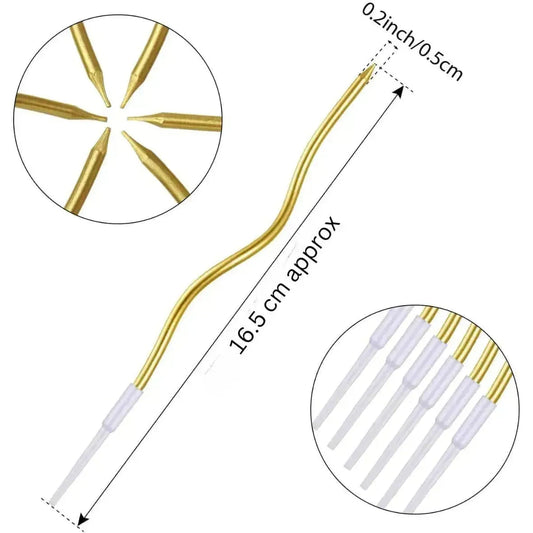 Metallic Golden Twisted Candle - 6 Pcs - thebakingtools.com