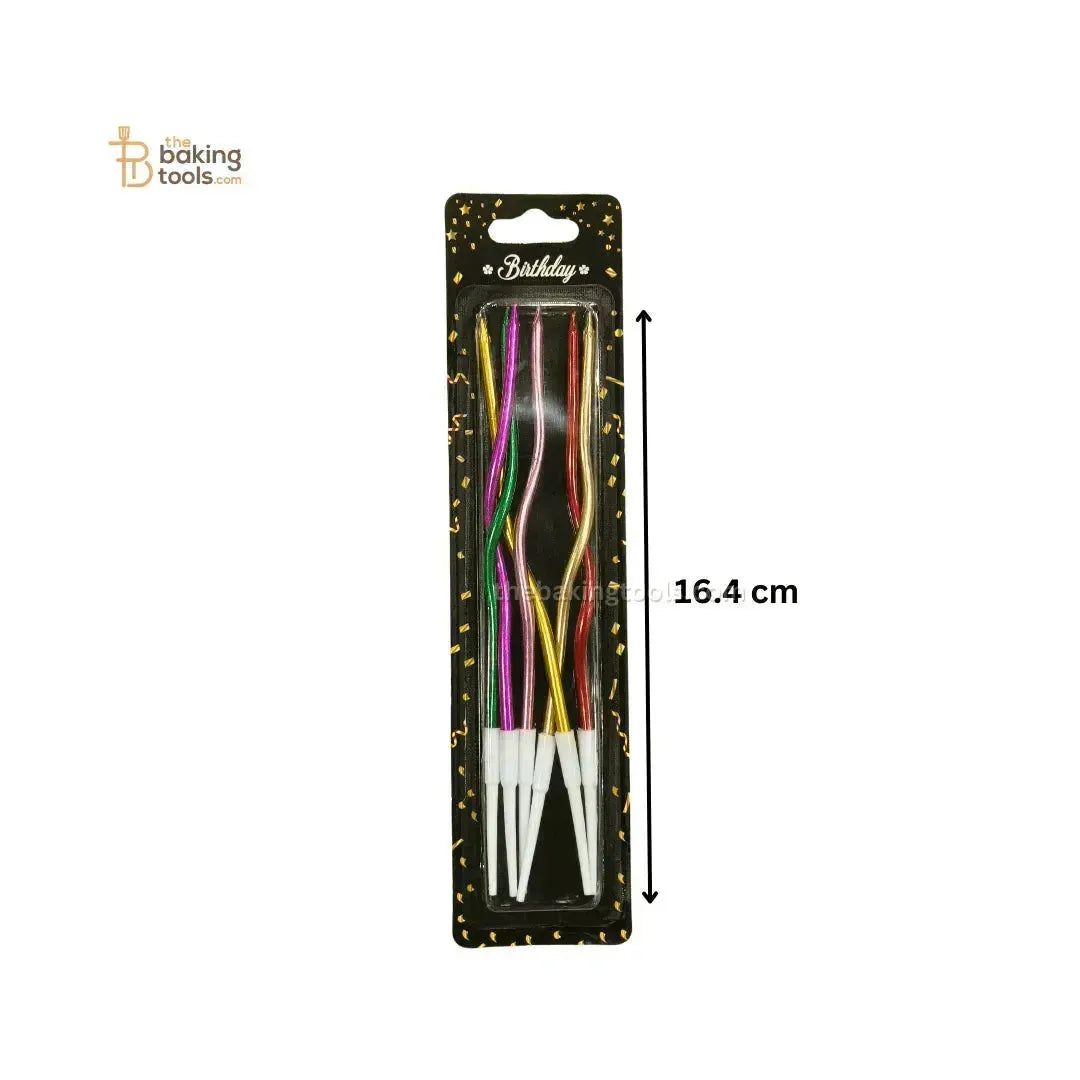 Metallic Multi-Colour Twisted Candle - 6 Pcs - thebakingtools.com