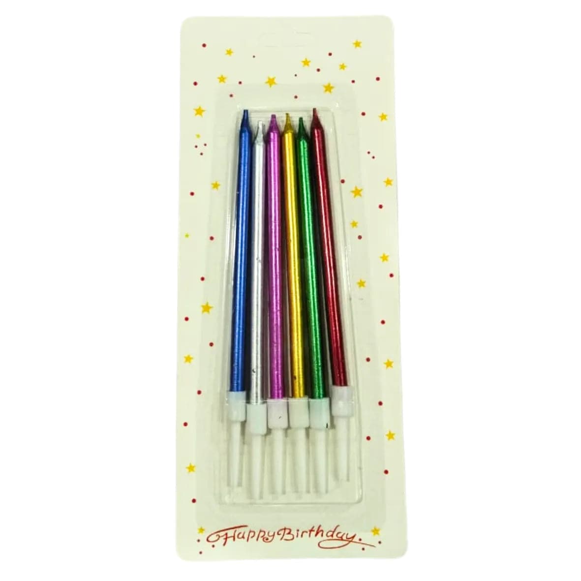 Metallic Multicolored Candles 6 Pc - thebakingtools.com