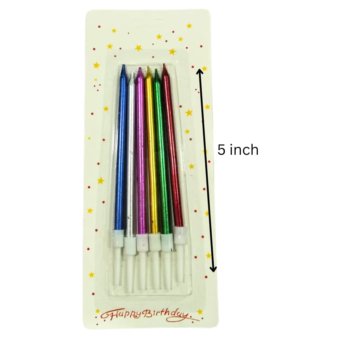 Metallic Multicolored Candles 6 Pc - thebakingtools.com