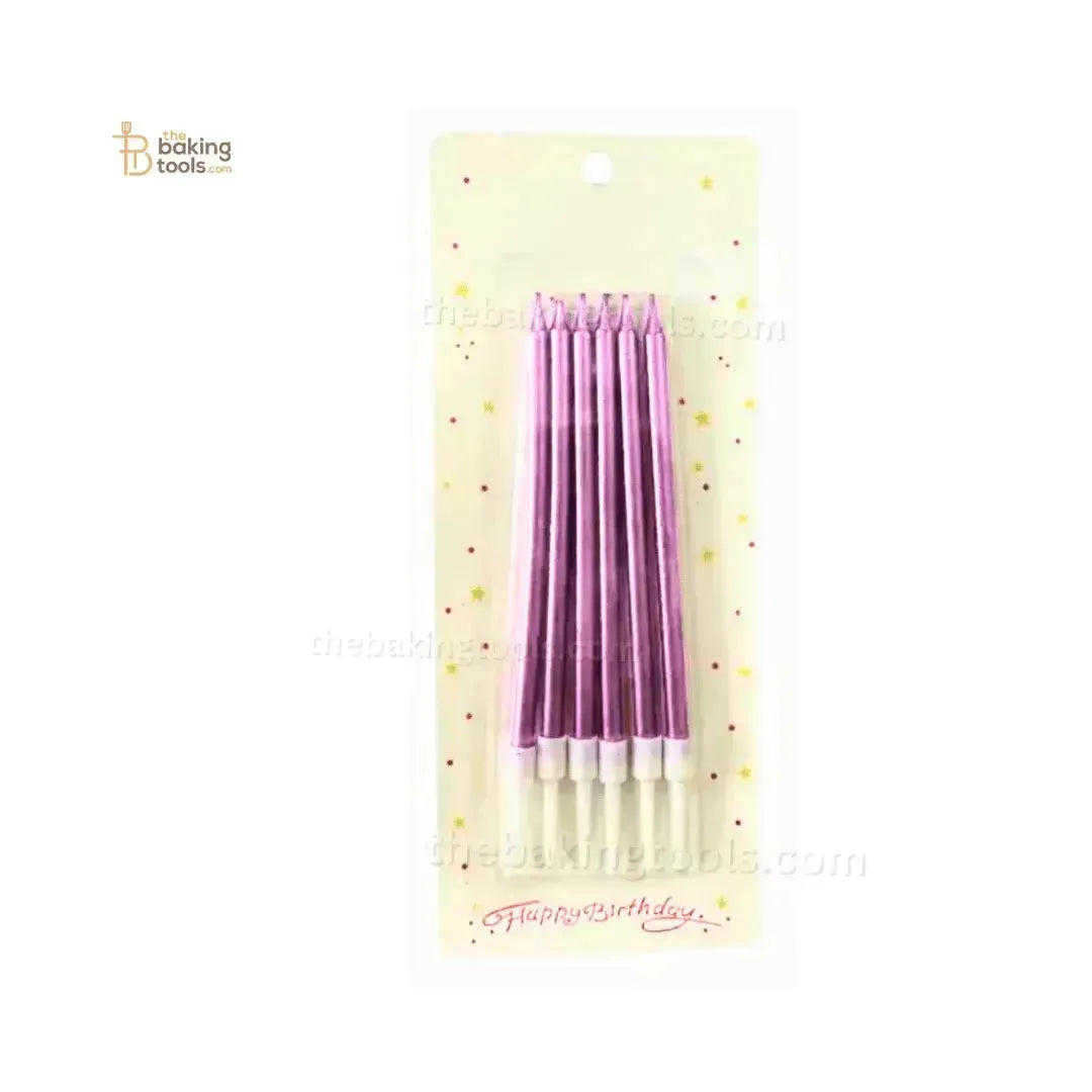 Metallic Pink Candles 6 Pc - thebakingtools.com