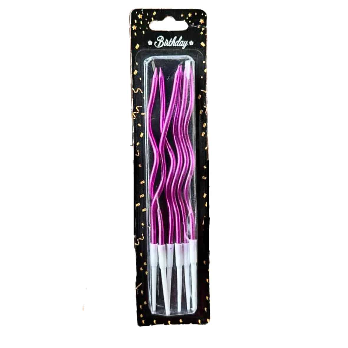 Metallic Pink Twisted Candle - 6 Pcs - thebakingtools.com