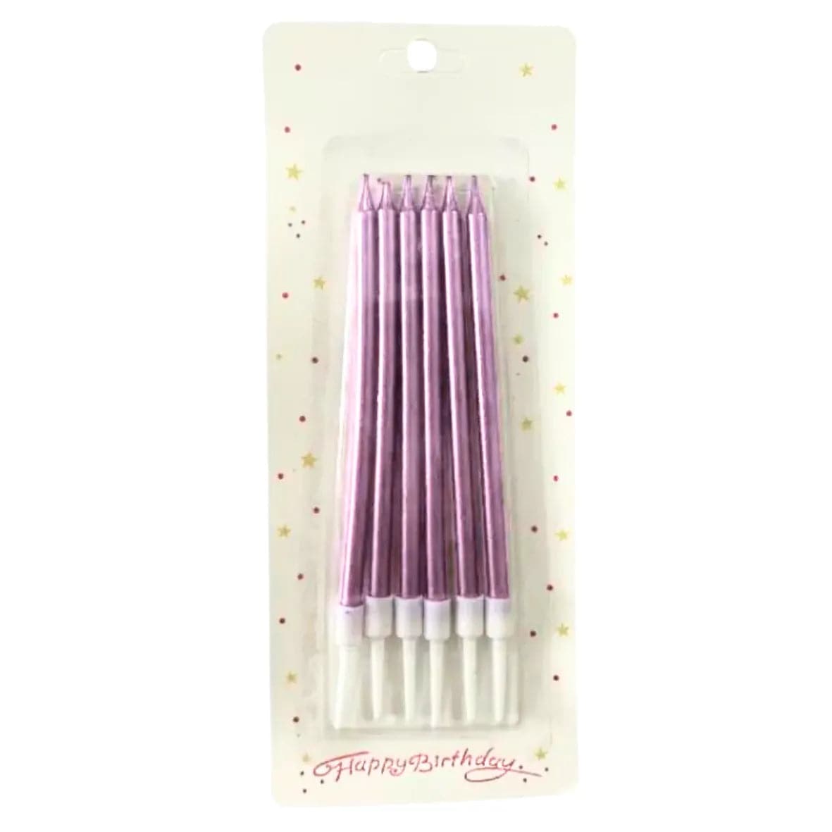 Metallic Rose Pink Candles 6 Pc - thebakingtools.com