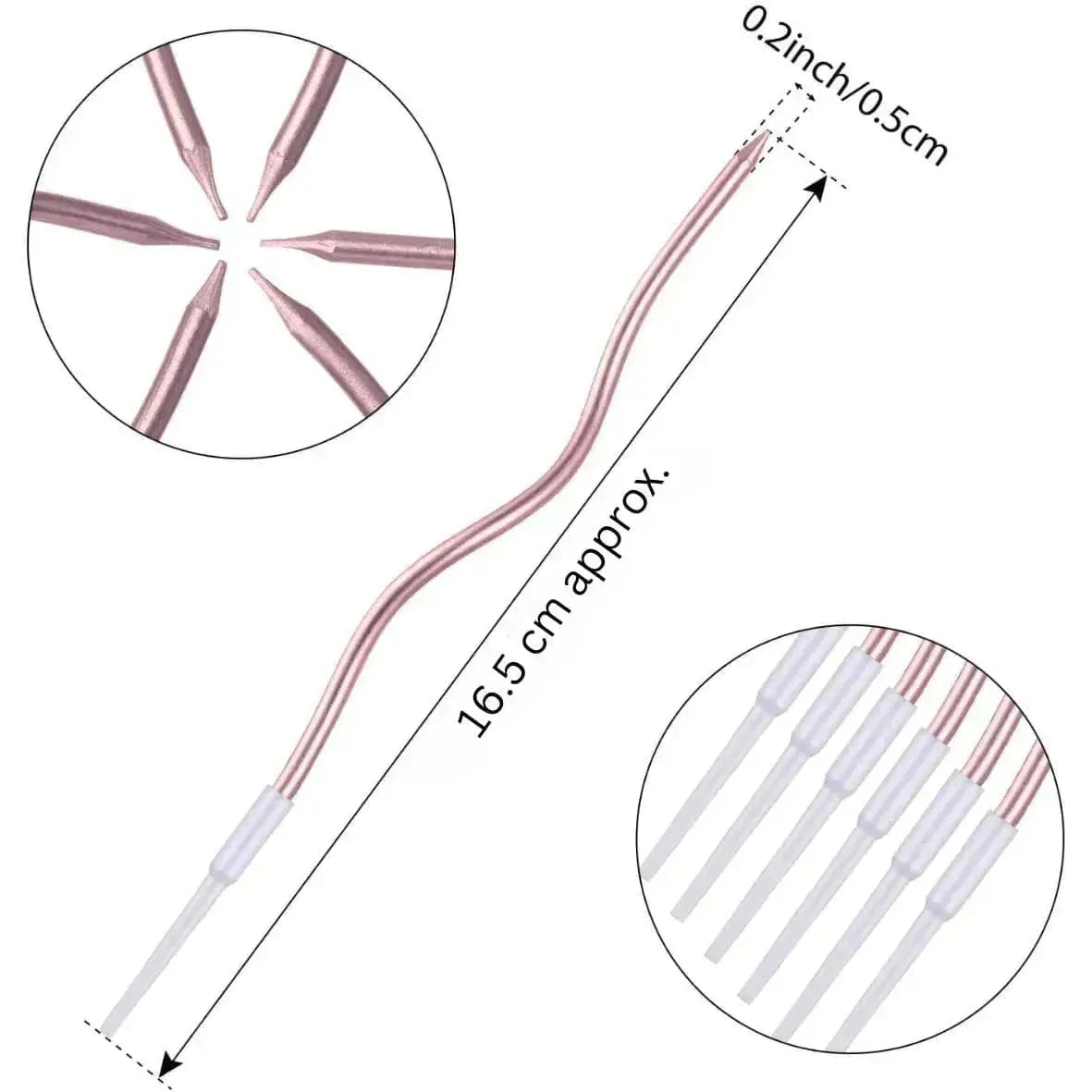 Metallic Rose Pink Twisted Candle - 6 Pcs - thebakingtools.com