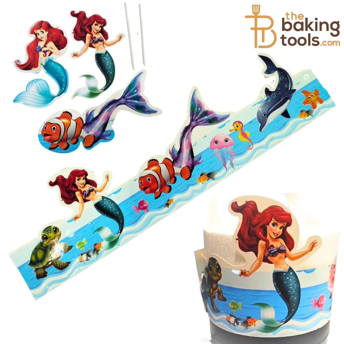 Ocean Sea Themed Mermaid Fencing Cake Topper - thebakingtools.com