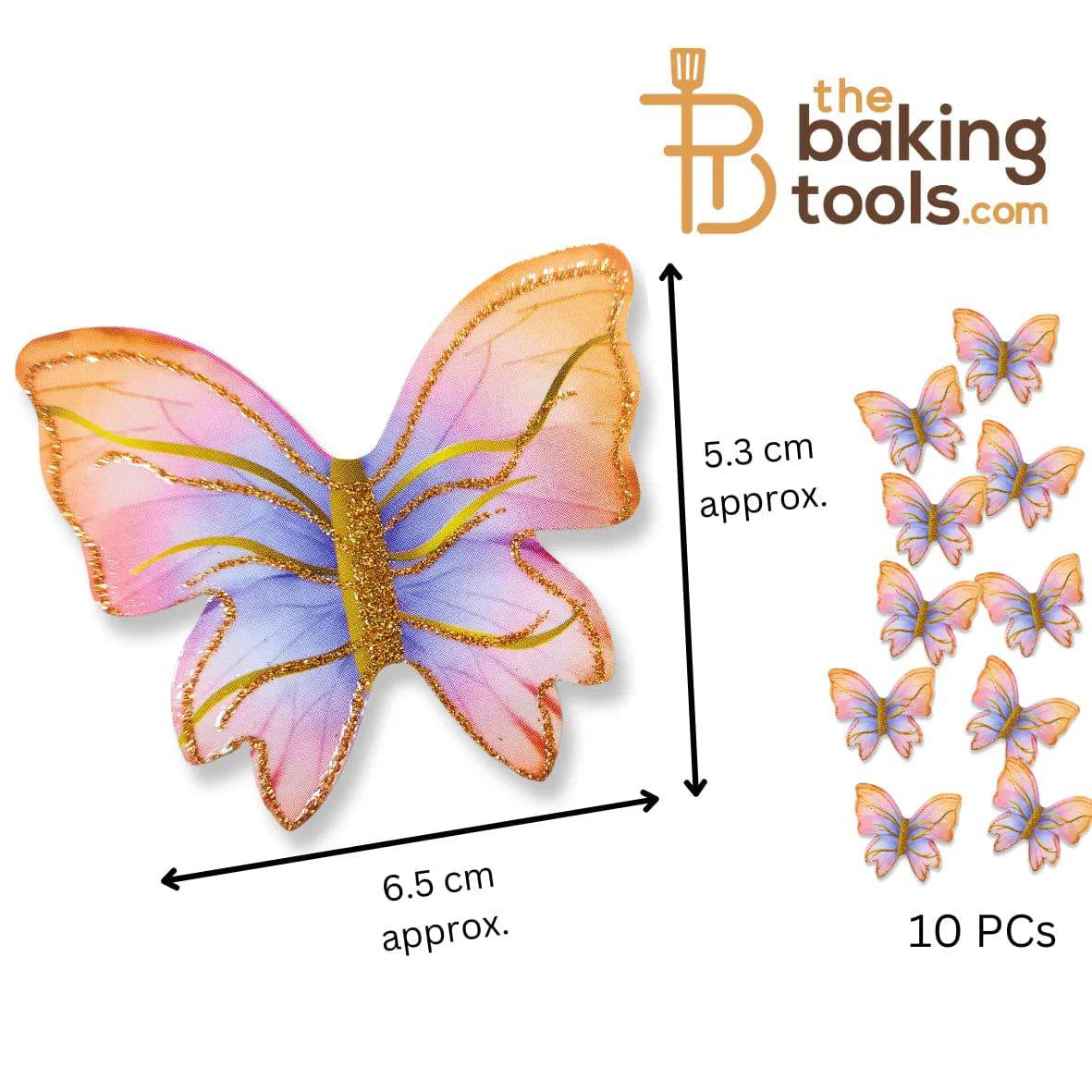 Pastel Multicolour Paper Butterfly Cake Topper (Pack Of 10) 005 - thebakingtools.com