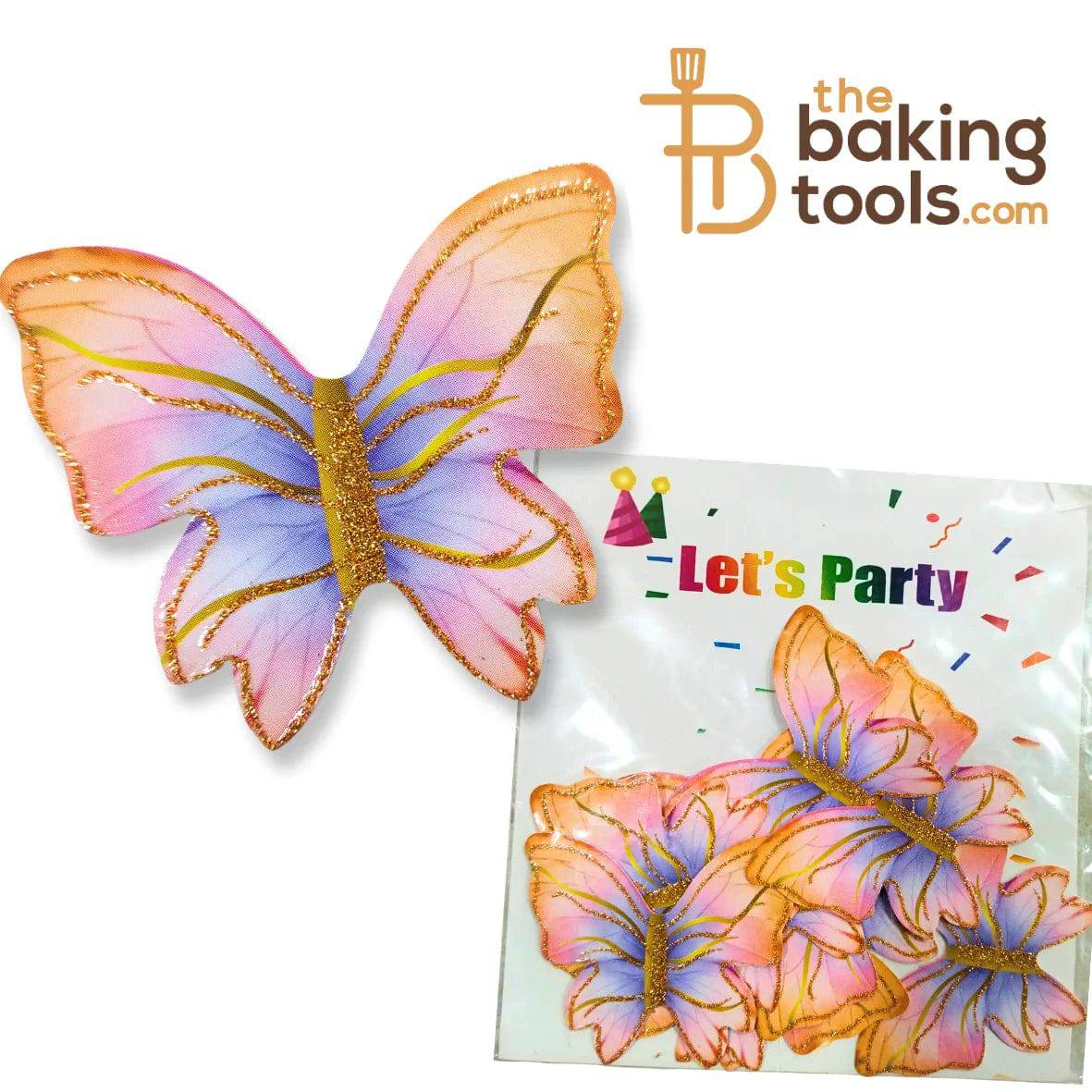 Pastel Multicolour Paper Butterfly Cake Topper (Pack Of 10) 005 - thebakingtools.com