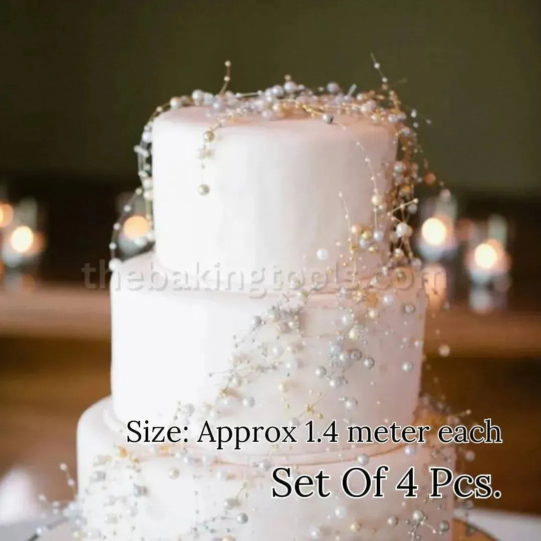 Pearl String Cake Topper - White | Set of 4 Strings